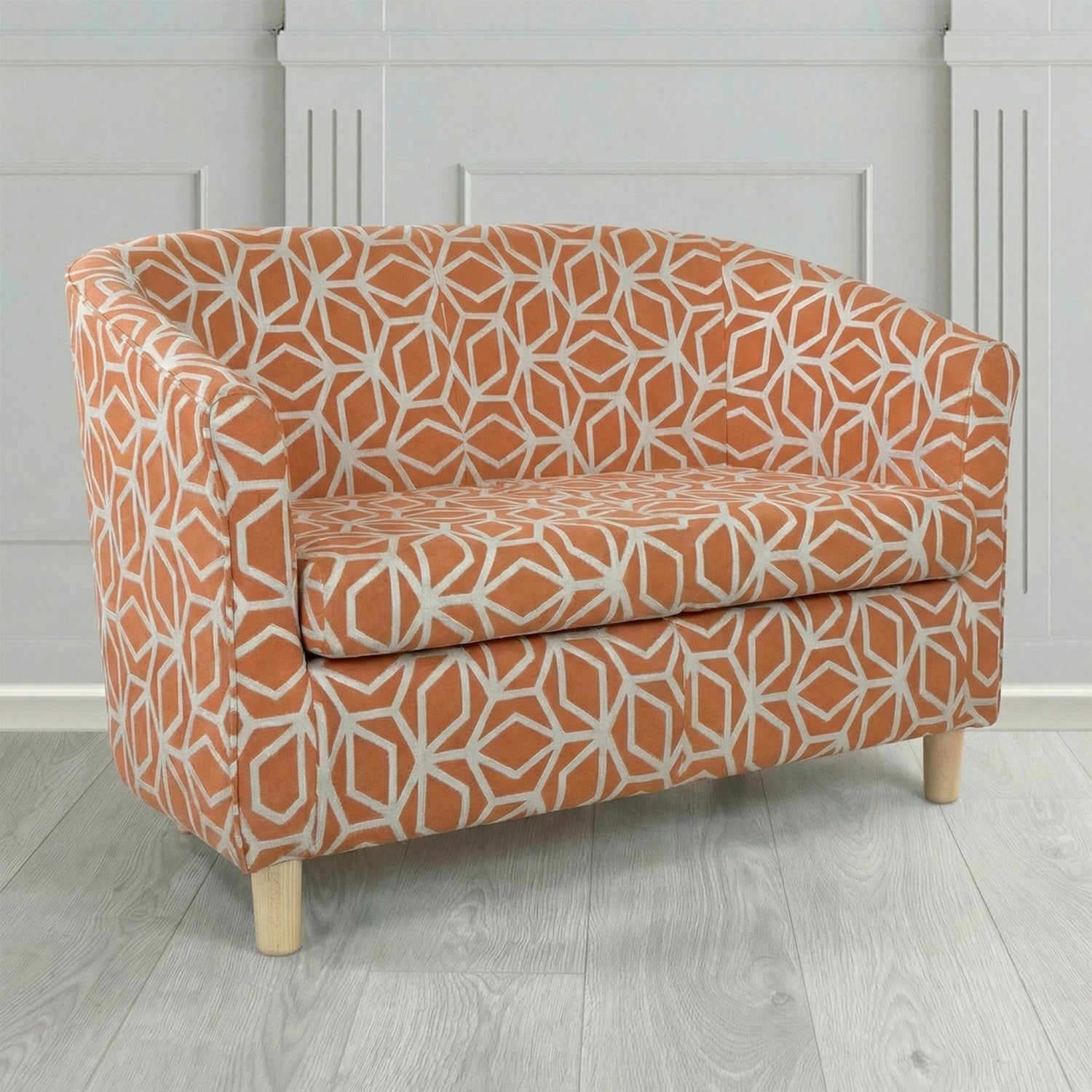 Tuscany 2 Seater Tub Sofa in Panaz Fabrics Lexington Corinthia Geometric Crib 5 Velvet Fabric