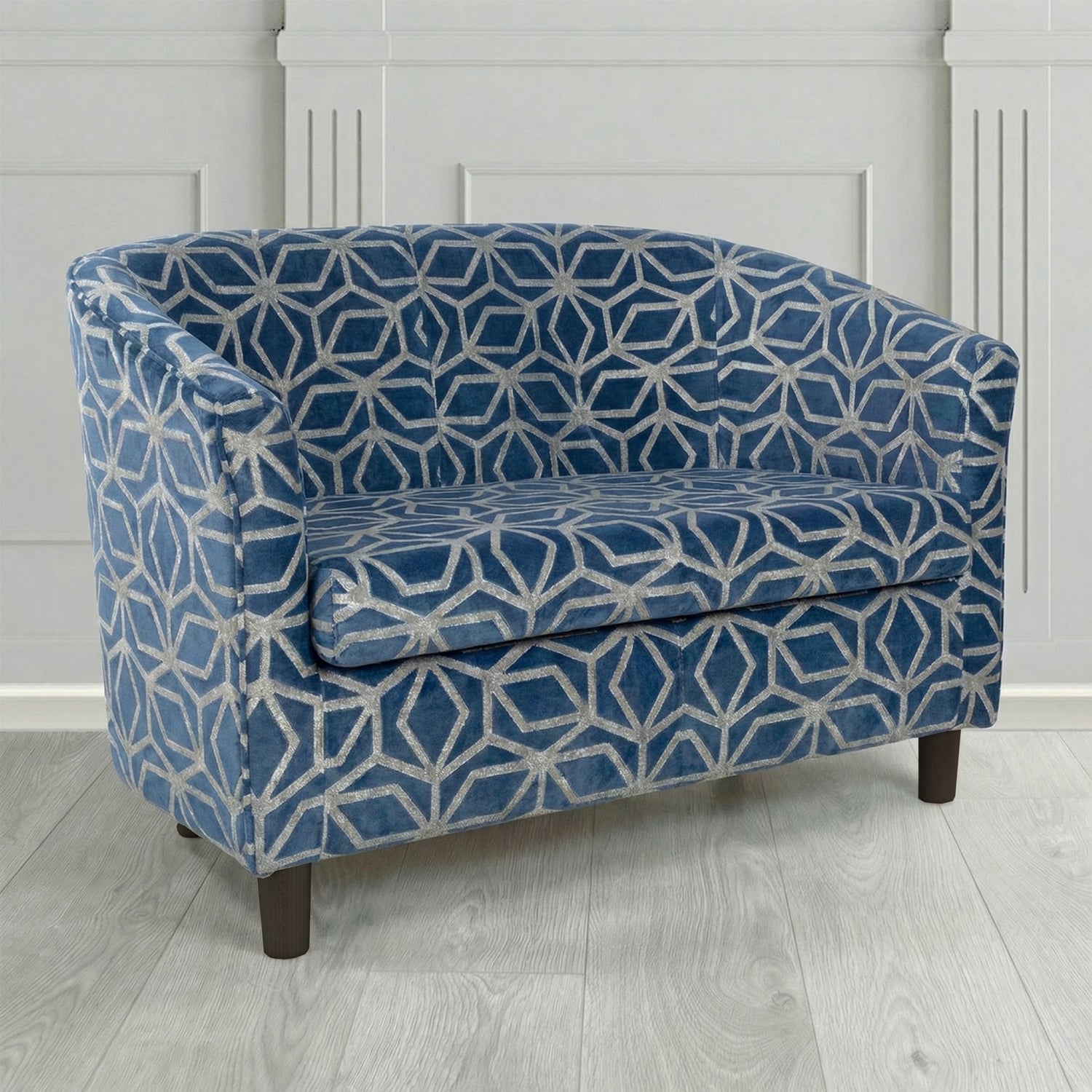Tuscany 2 Seater Tub Sofa in Panaz Fabrics Lexington Corinthia Geometric Crib 5 Velvet Fabric