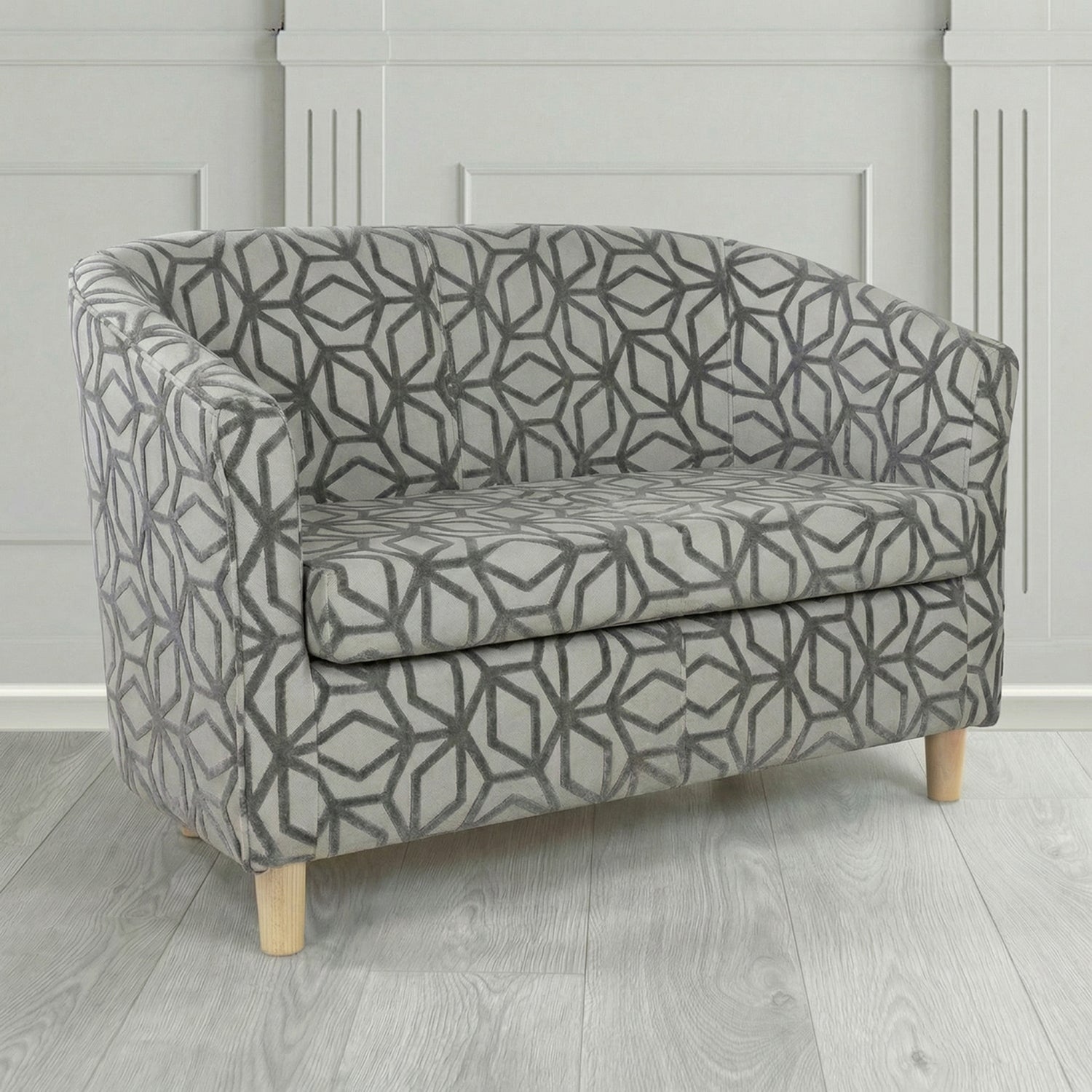 Tuscany 2 Seater Tub Sofa in Panaz Fabrics Lexington Corinthia Geometric Crib 5 Velvet Fabric
