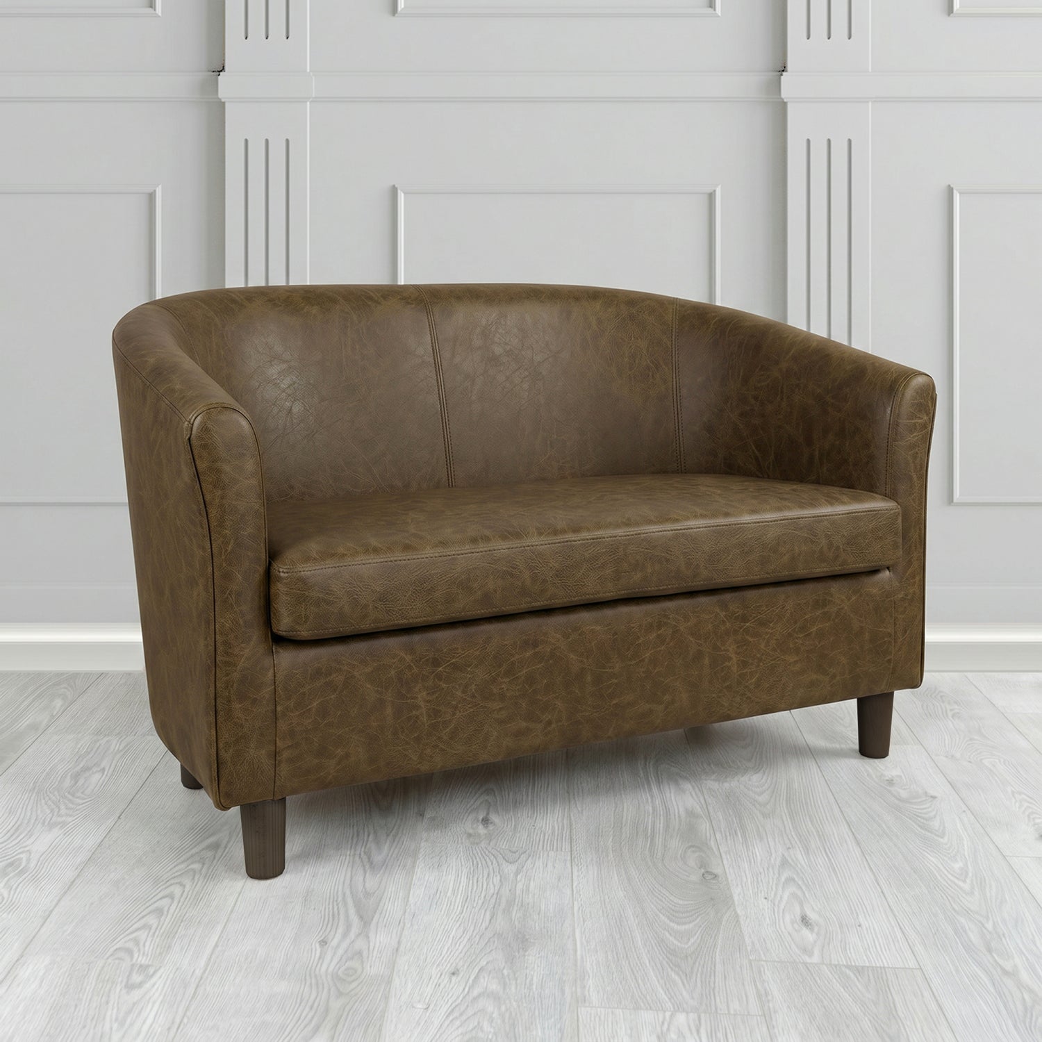 Tuscany 2 Seater Tub Sofa in Crest Leather Saloon Semi-Aniline Crib 5 Genuine Leather