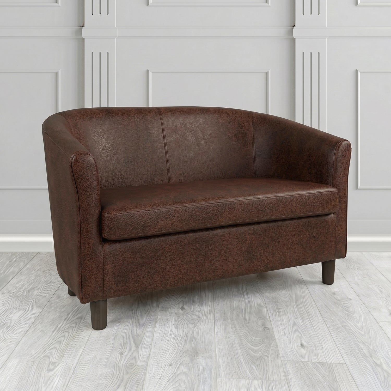 Tuscany 2 Seater Tub Sofa in Crest Leather Saloon Semi-Aniline Crib 5 Genuine Leather