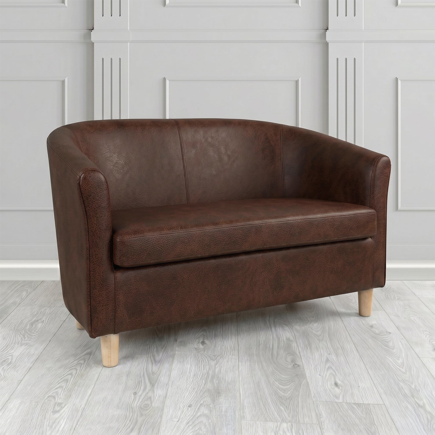 Tuscany 2 Seater Tub Sofa in Crest Leather Saloon Semi-Aniline Crib 5 Genuine Leather