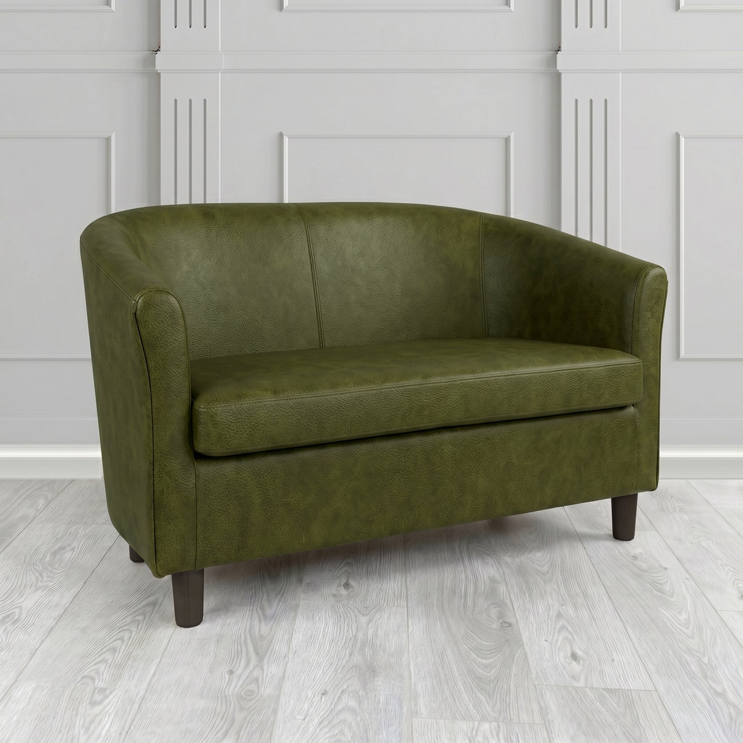 Tuscany 2 Seater Tub Sofa in Crest Leather Saloon Semi-Aniline Crib 5 Genuine Leather
