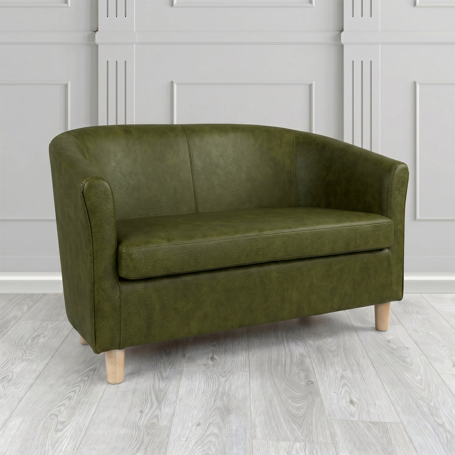 Tuscany 2 Seater Tub Sofa in Crest Leather Saloon Semi-Aniline Crib 5 Genuine Leather