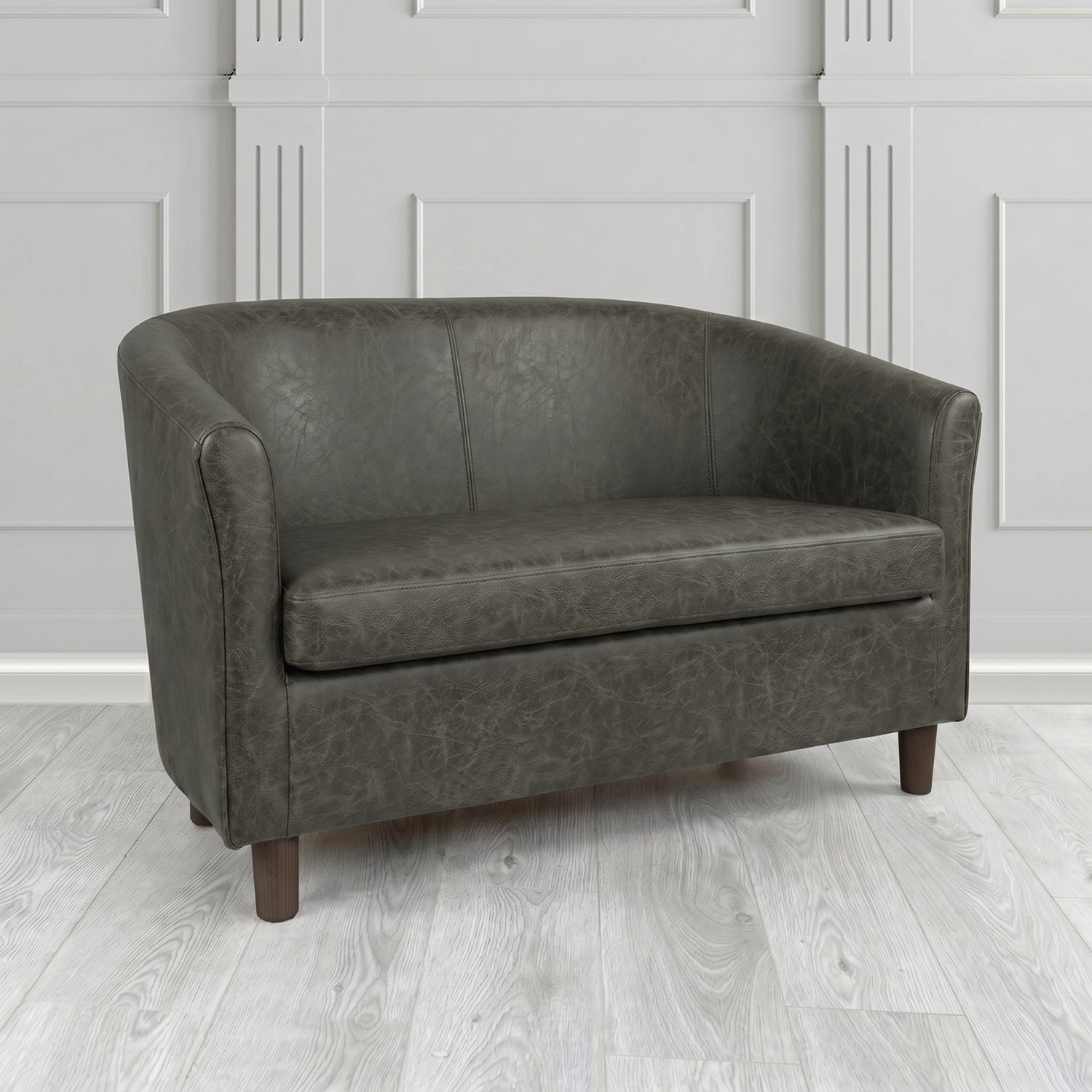 Tuscany 2 Seater Tub Sofa in Crest Leather Saloon Semi-Aniline Crib 5 Genuine Leather