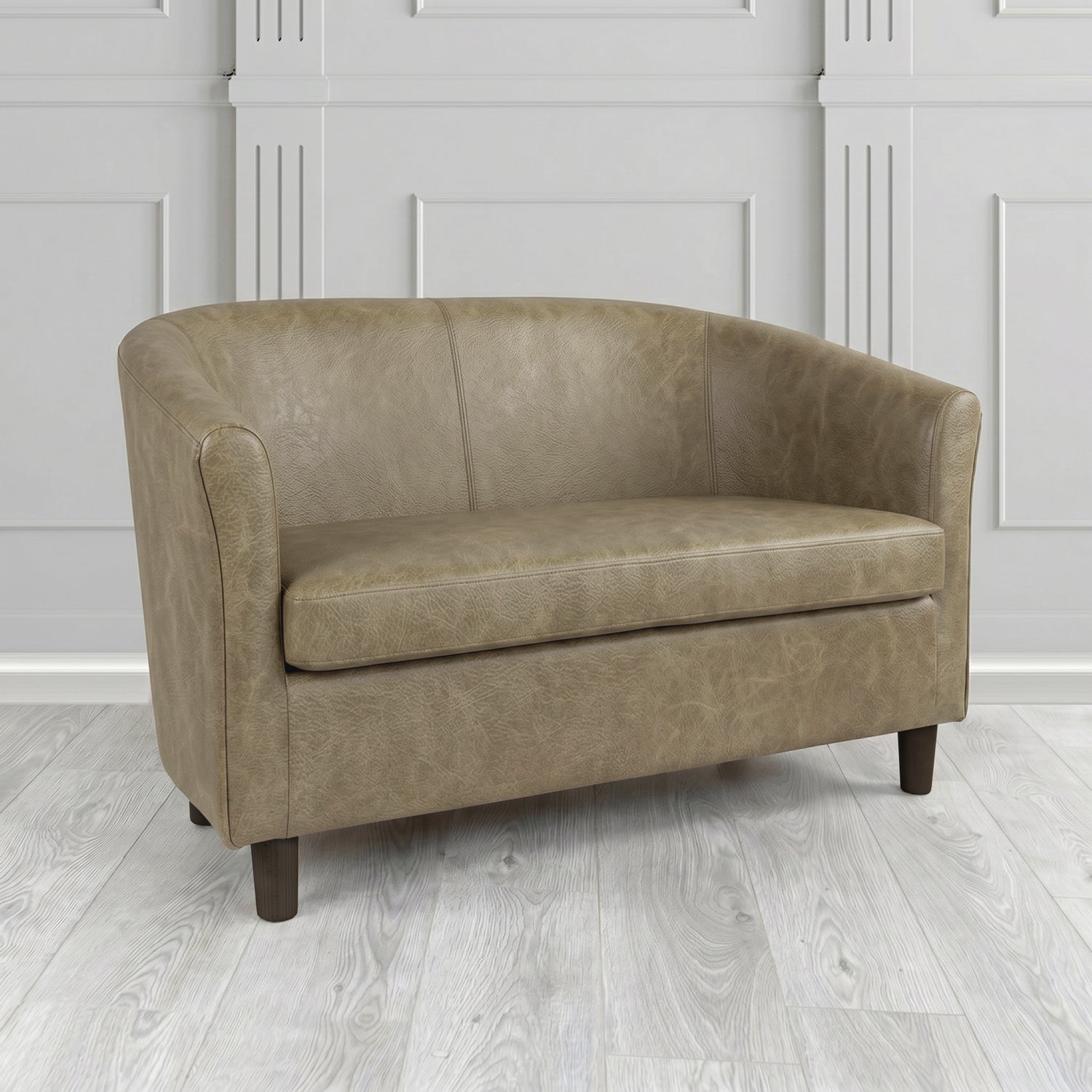 Tuscany 2 Seater Tub Sofa in Crest Leather Saloon Semi-Aniline Crib 5 Genuine Leather