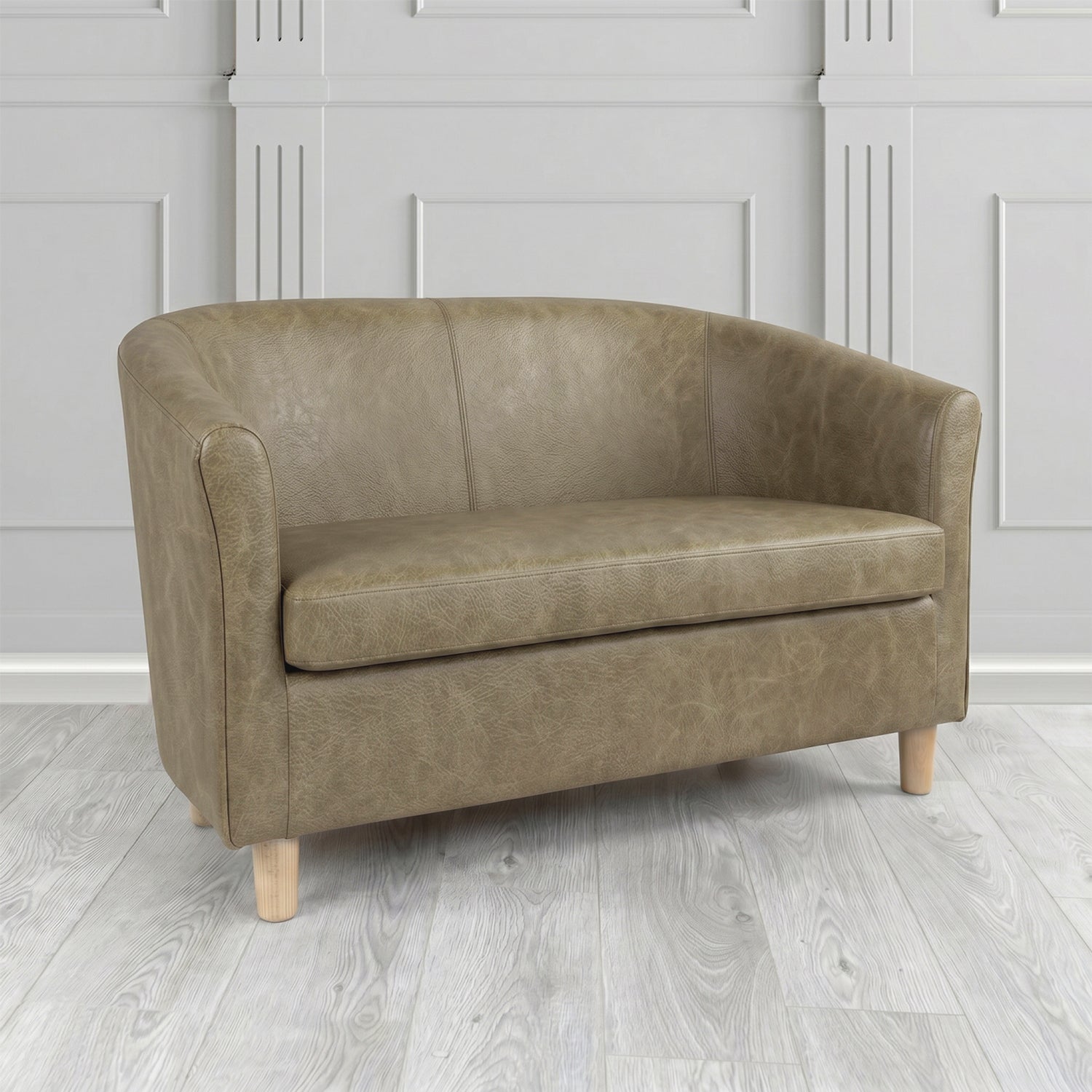 Tuscany 2 Seater Tub Sofa in Crest Leather Saloon Semi-Aniline Crib 5 Genuine Leather