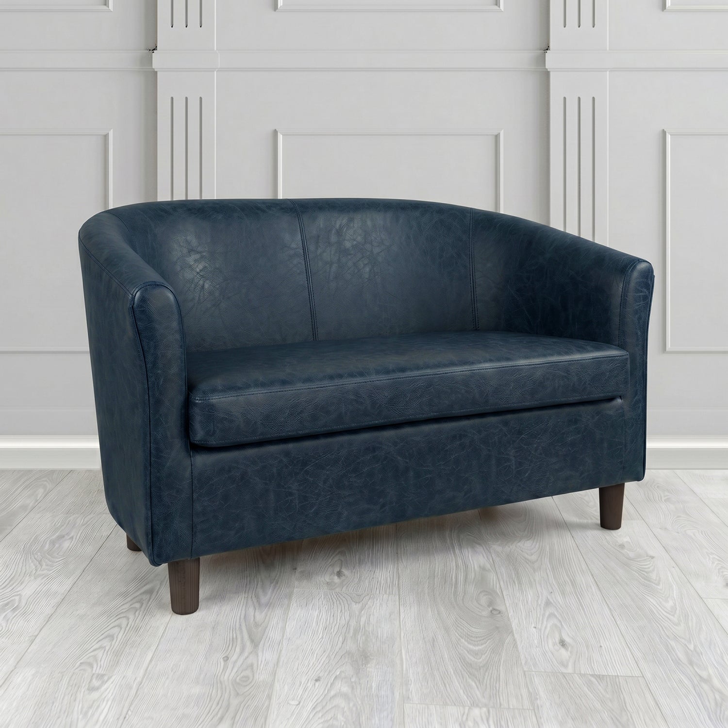 Tuscany 2 Seater Tub Sofa in Crest Leather Saloon Semi-Aniline Crib 5 Genuine Leather