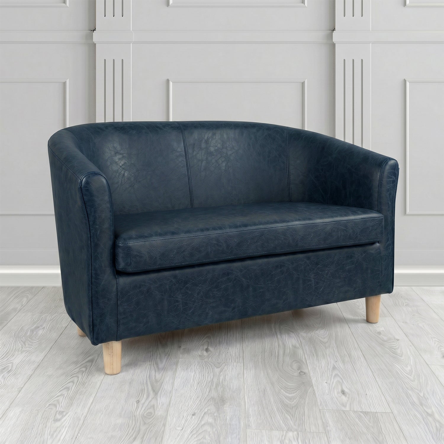 Tuscany 2 Seater Tub Sofa in Crest Leather Saloon Semi-Aniline Crib 5 Genuine Leather