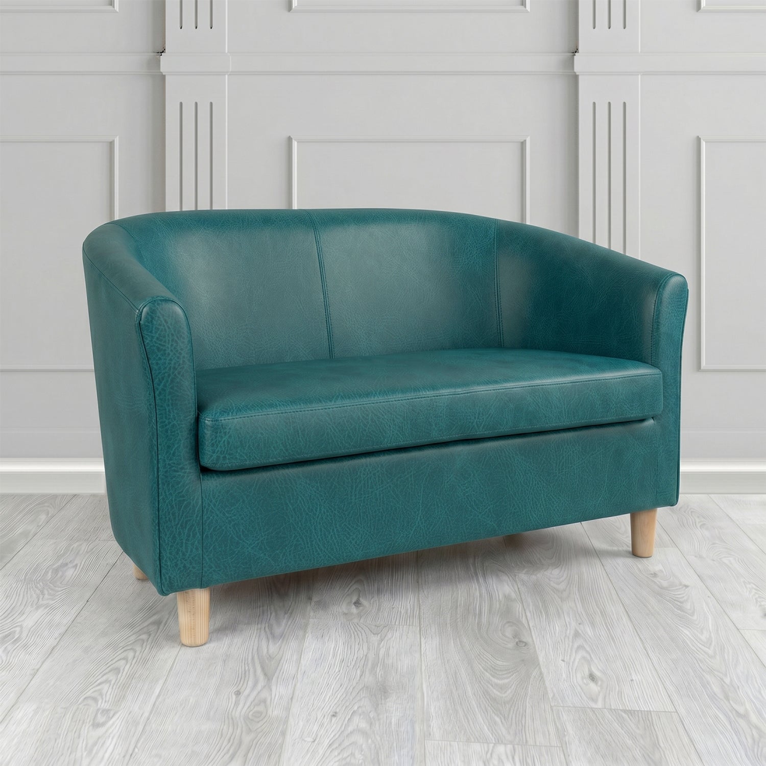 Tuscany 2 Seater Tub Sofa in Crest Leather Saloon Semi-Aniline Crib 5 Genuine Leather