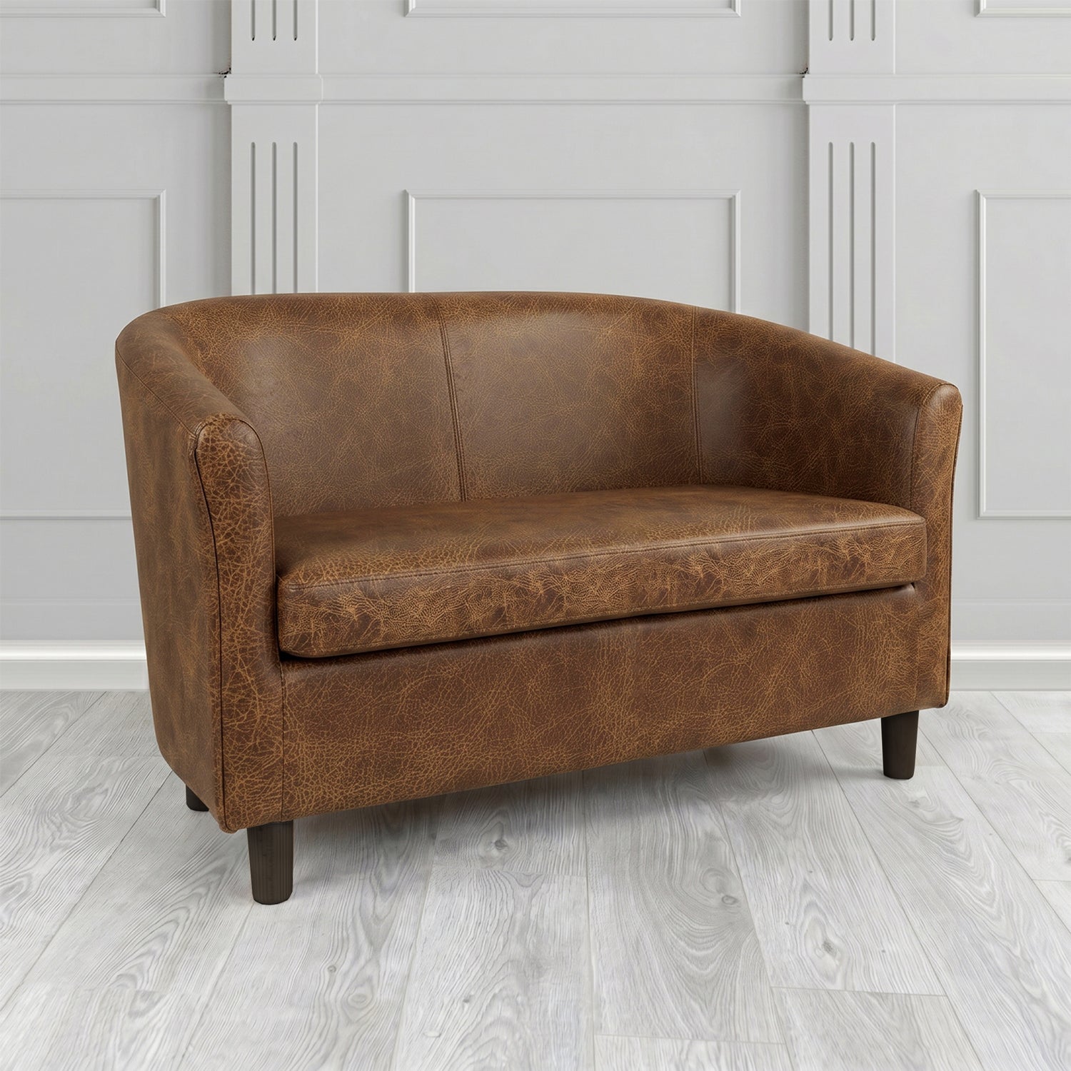 Tuscany 2 Seater Tub Sofa in Crest Leather Saloon Semi-Aniline Crib 5 Genuine Leather