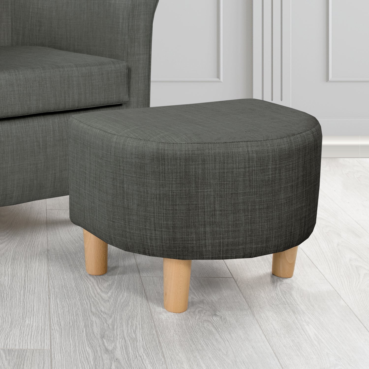 Tuscany Footstool in Tubz Charles Plain Linen Fabric