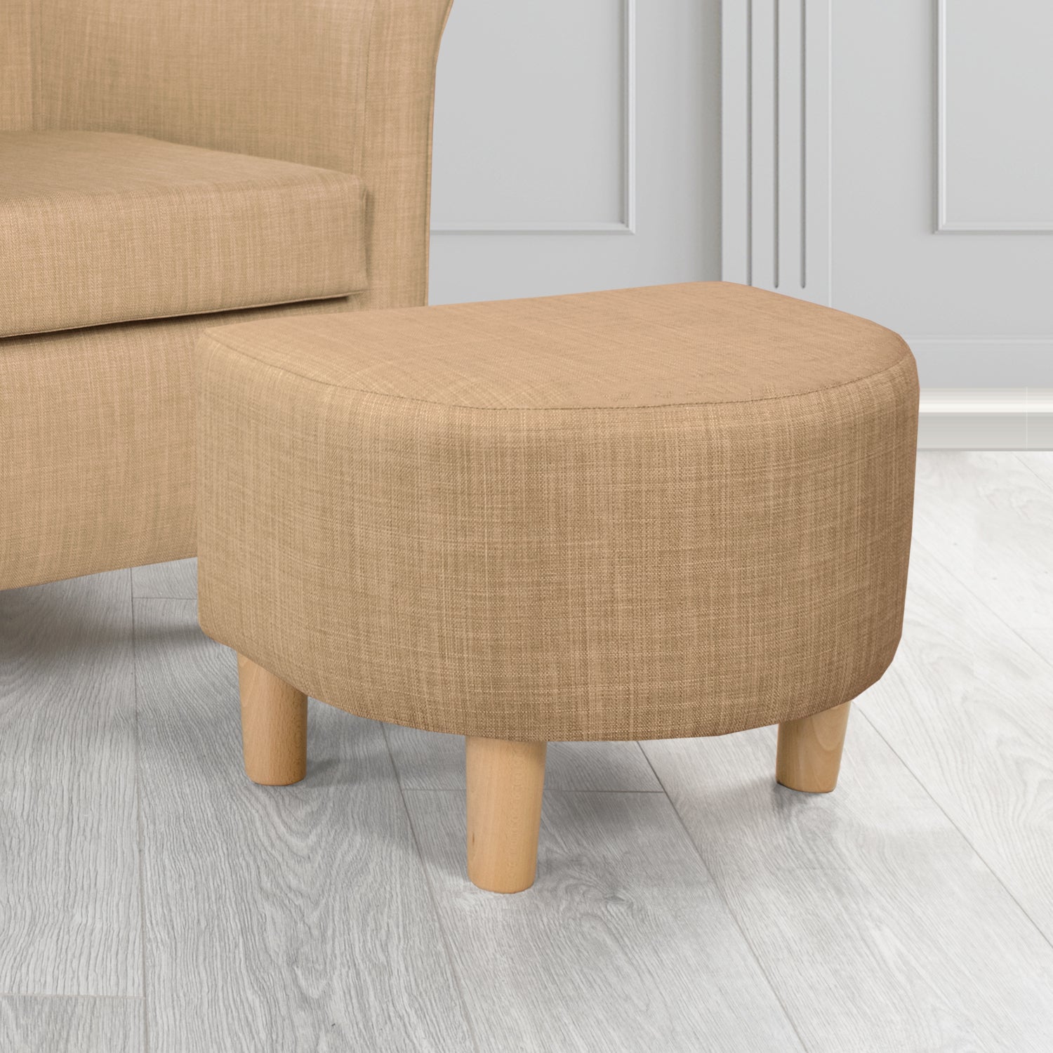 Tuscany Footstool in Tubz Charles Plain Linen Fabric