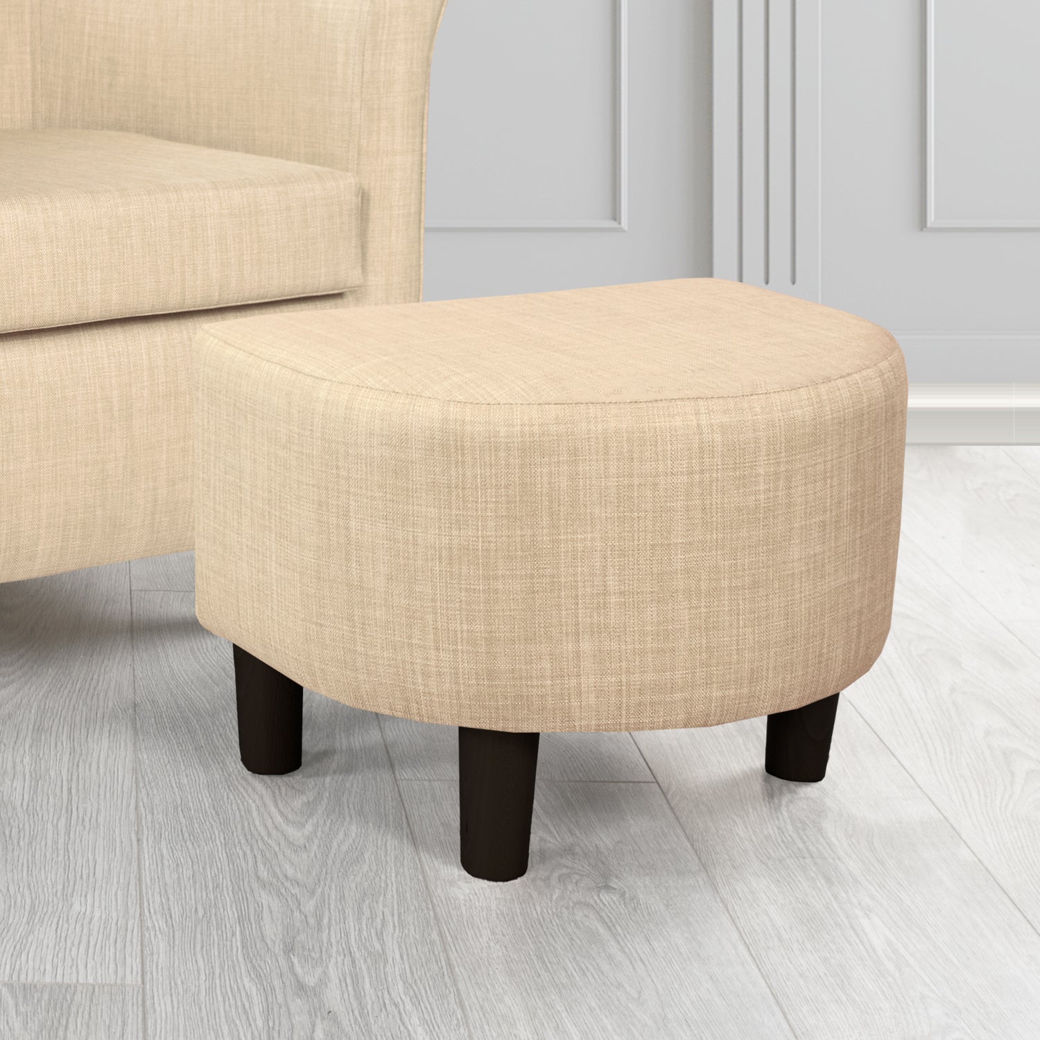 Tuscany Footstool in Tubz Charles Plain Linen Fabric