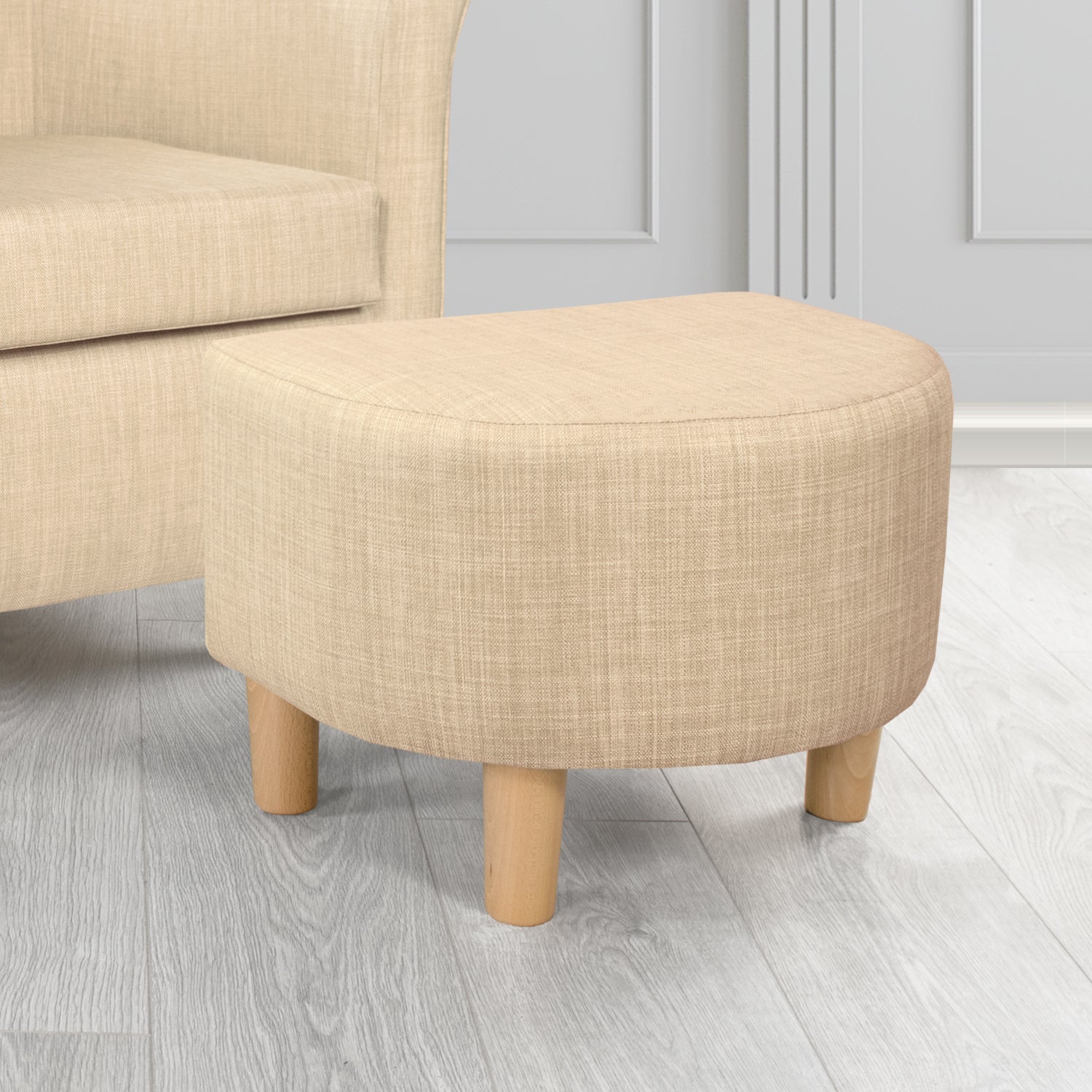 Tuscany Footstool in Tubz Charles Plain Linen Fabric