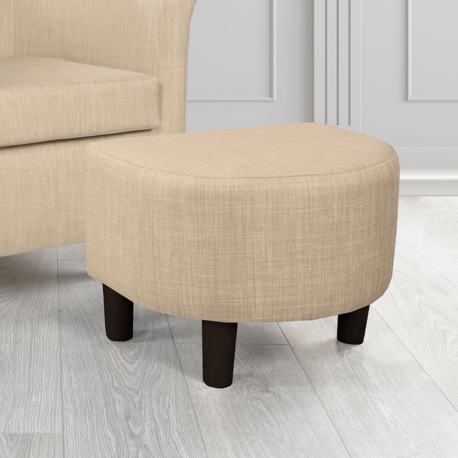 Tuscany Footstool in Tubz Charles Plain Linen Fabric
