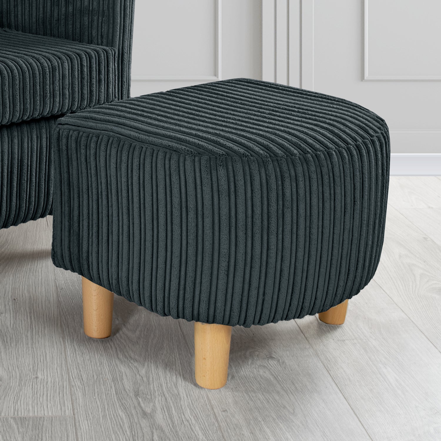Tuscany Footstool in Tubz Conway Plain Textured Fabric