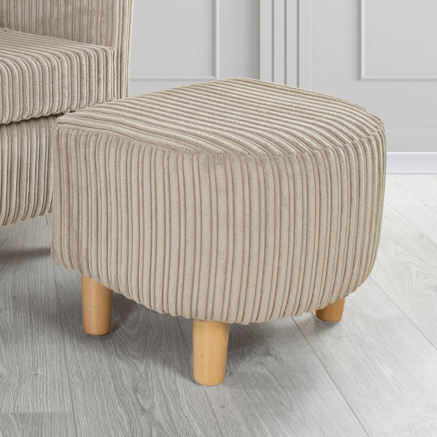 Tuscany Footstool in Conway Plain Textured Fabric