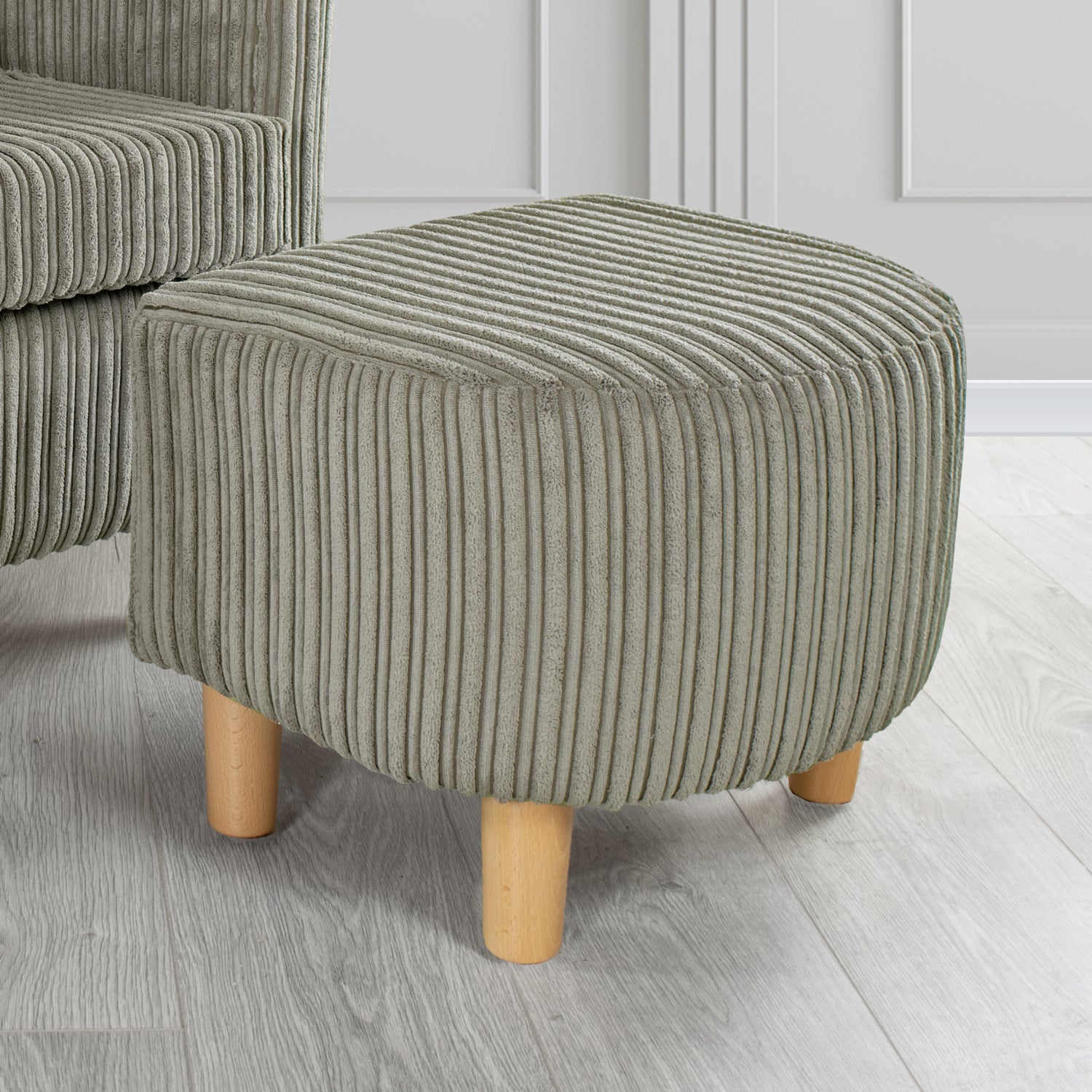 Tuscany Footstool in Conway Plain Textured Fabric