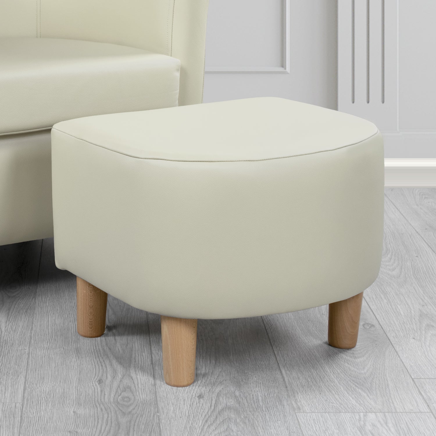 Tuscany Footstool in Crest Leather Shelly Crib 5 Genuine Leather