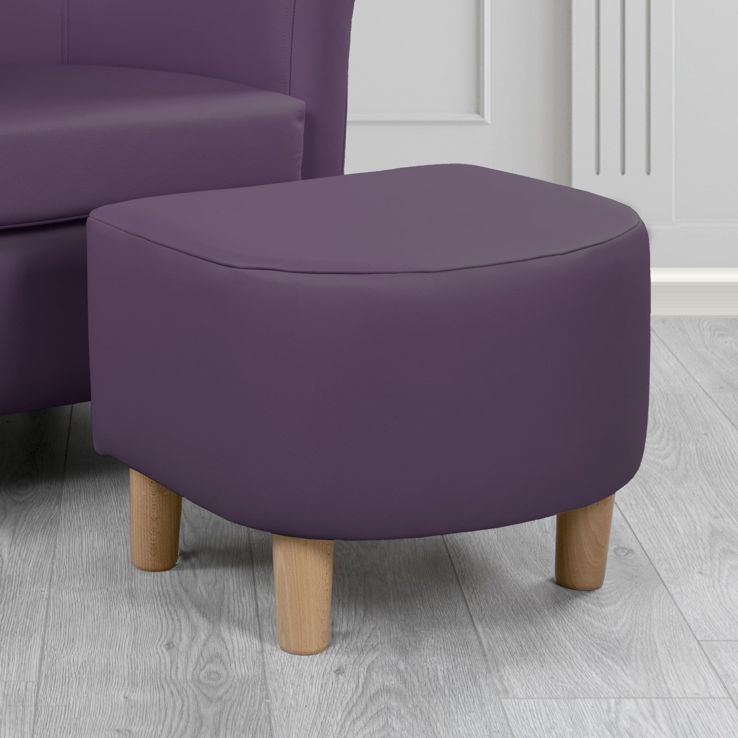 Tuscany Footstool in Crest Leather Shelly Crib 5 Genuine Leather