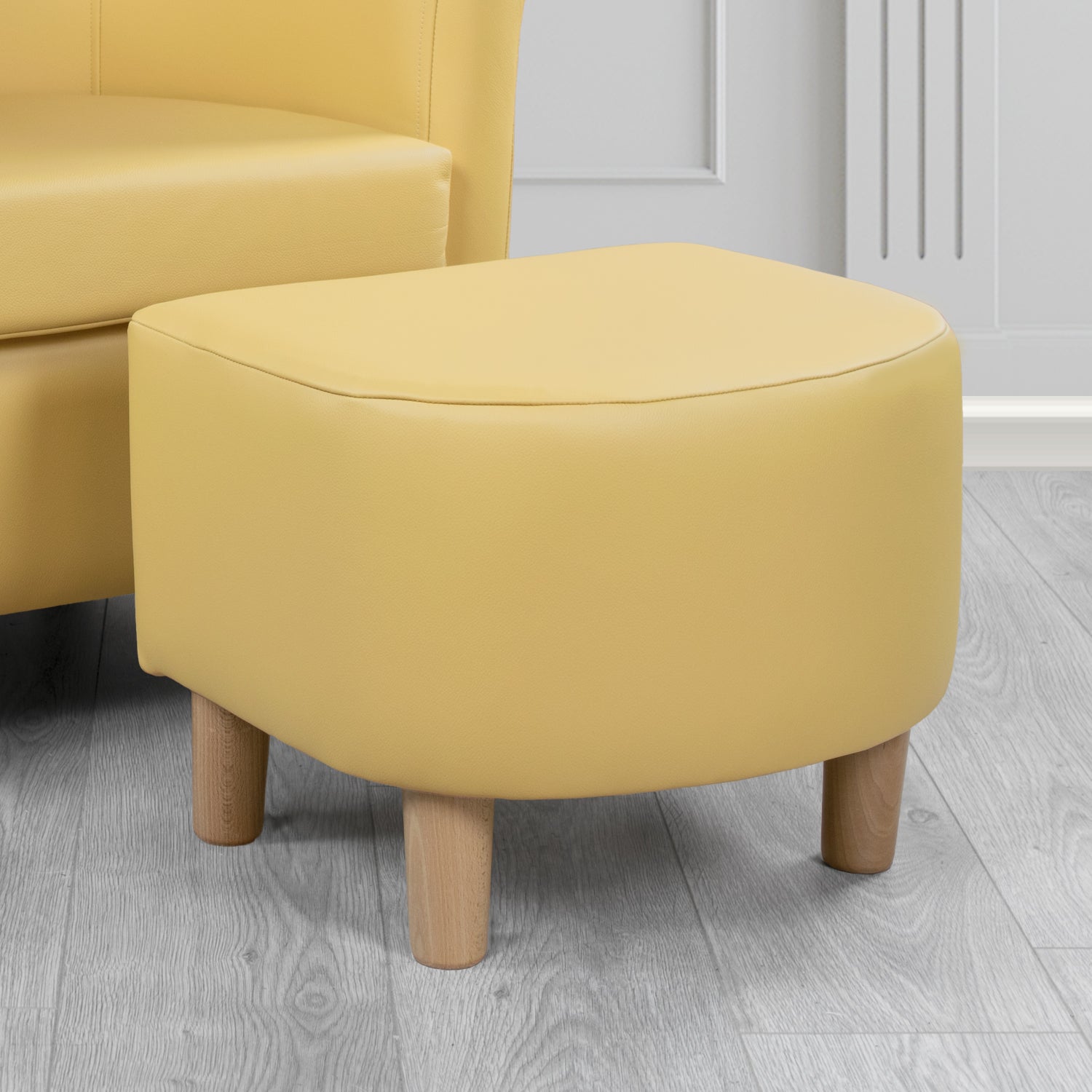 Tuscany Footstool in Crest Leather Shelly Crib 5 Genuine Leather