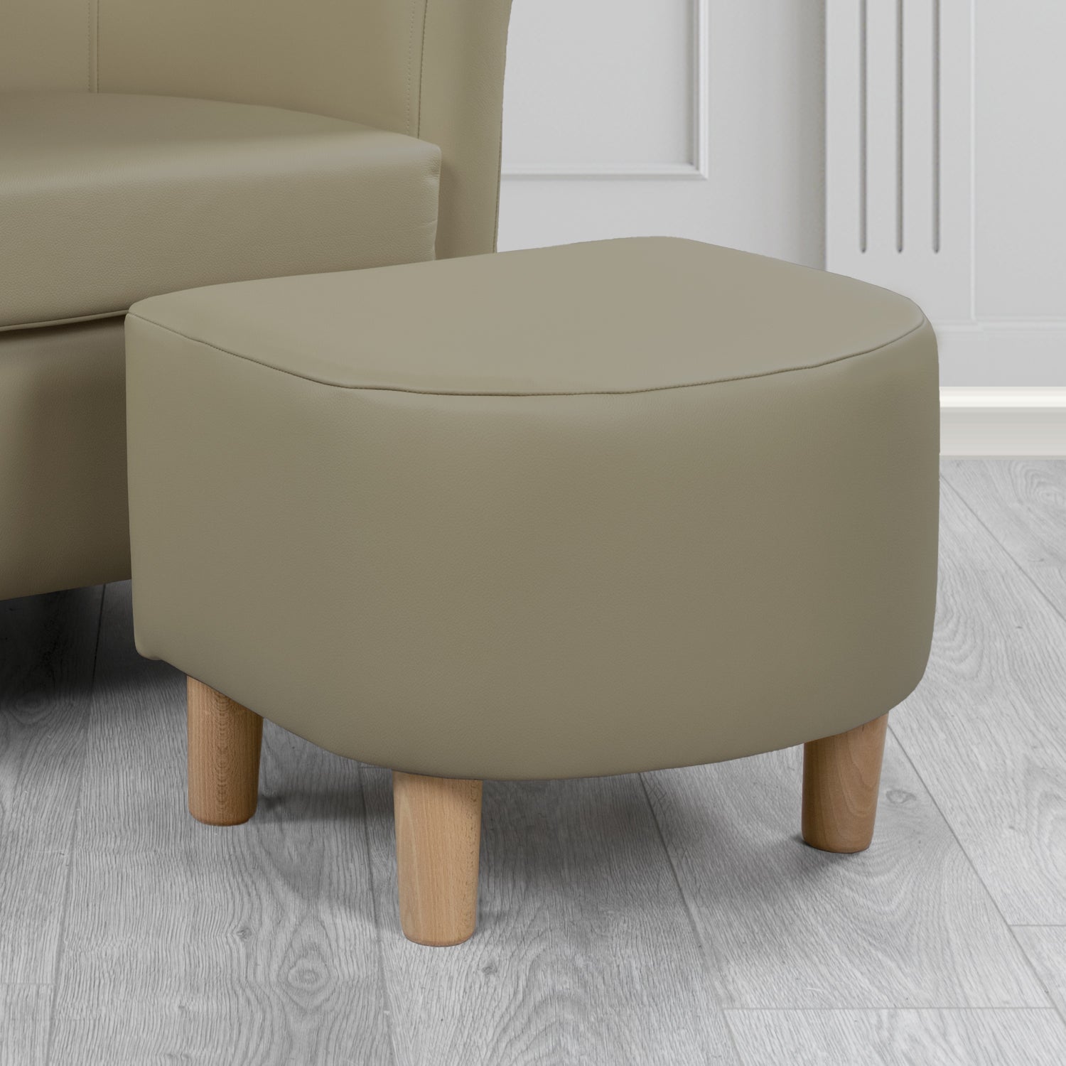 Tuscany Footstool in Crest Leather Shelly Crib 5 Genuine Leather