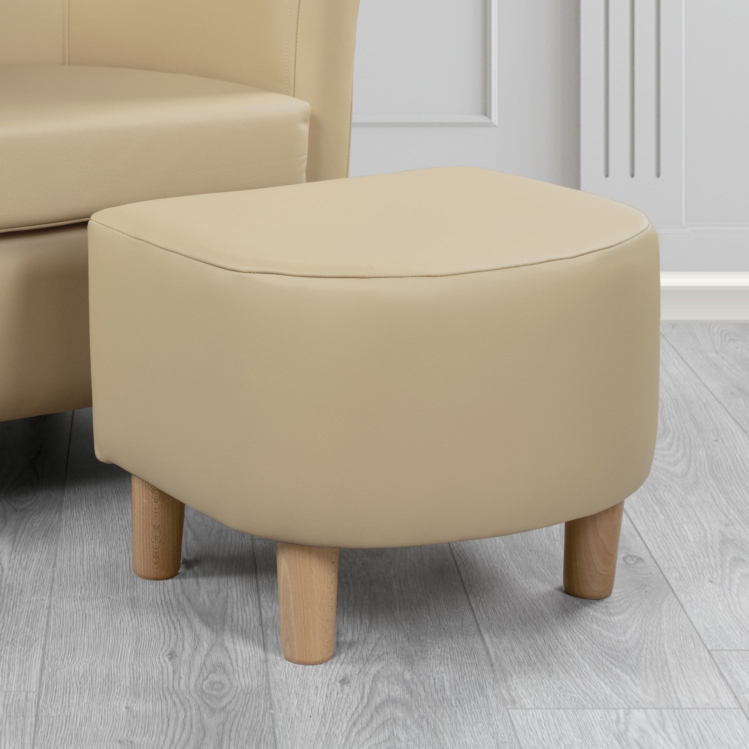 Tuscany Footstool in Crest Leather Shelly Crib 5 Genuine Leather