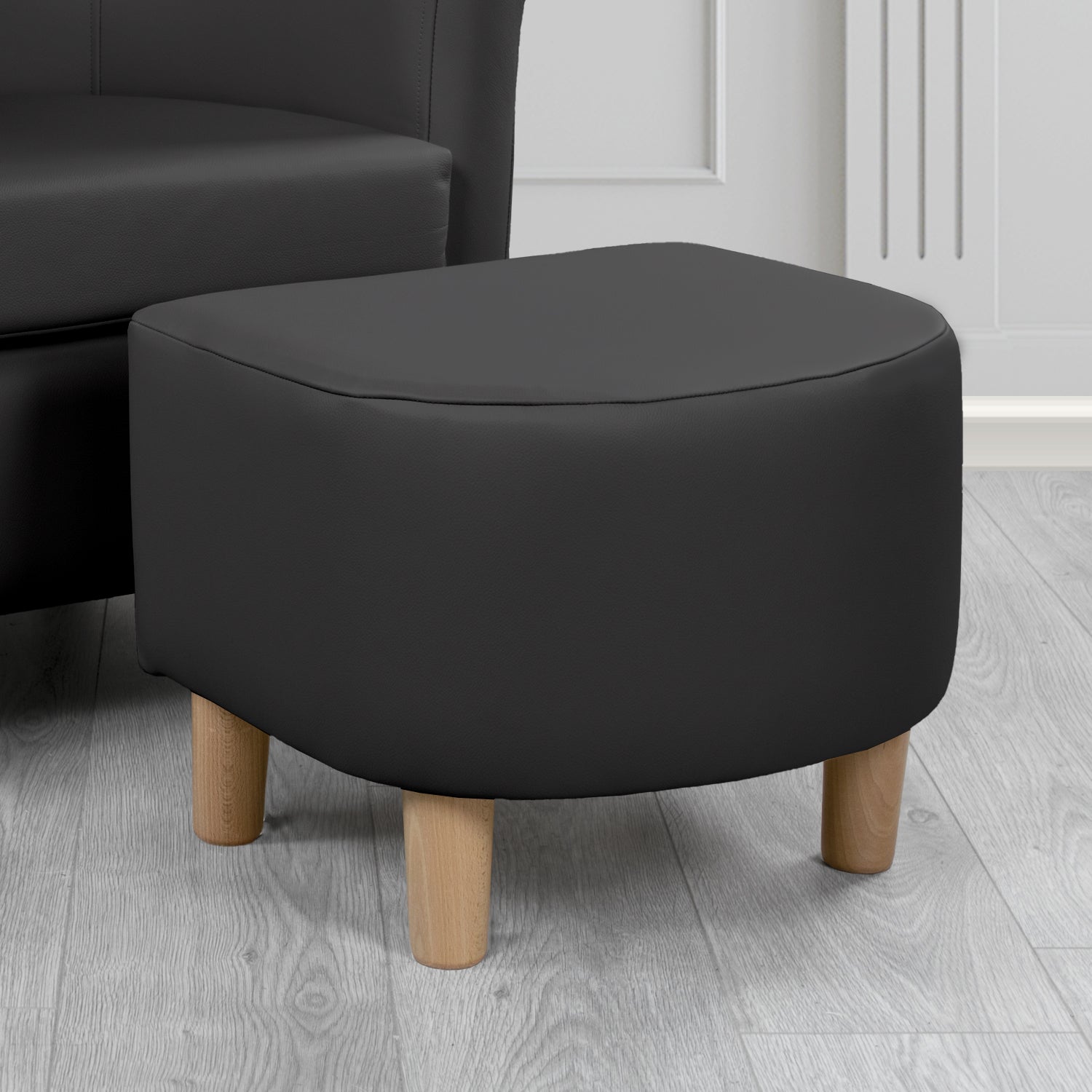 Tuscany Footstool in Crest Leather Shelly Crib 5 Genuine Leather
