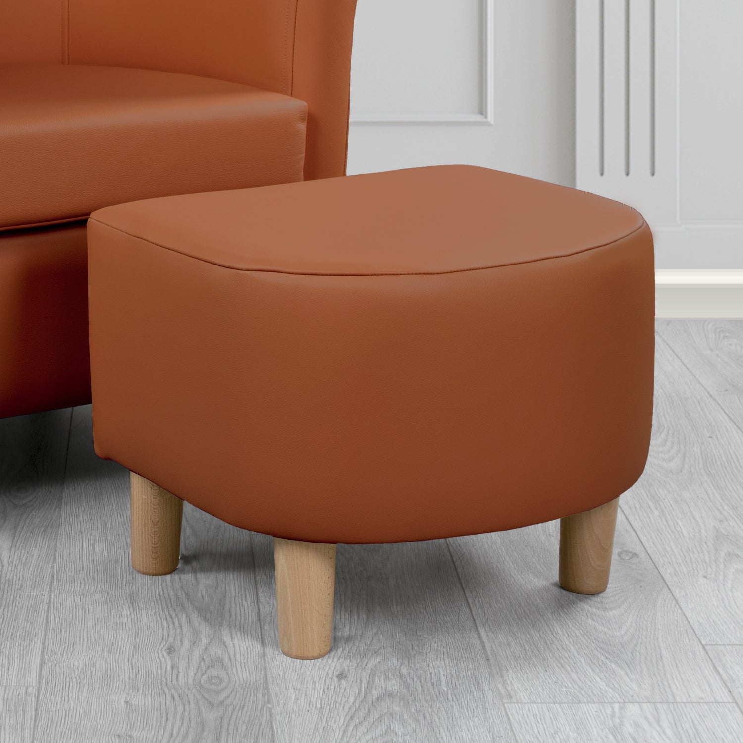 Tuscany Footstool in Crest Leather Shelly Crib 5 Genuine Leather