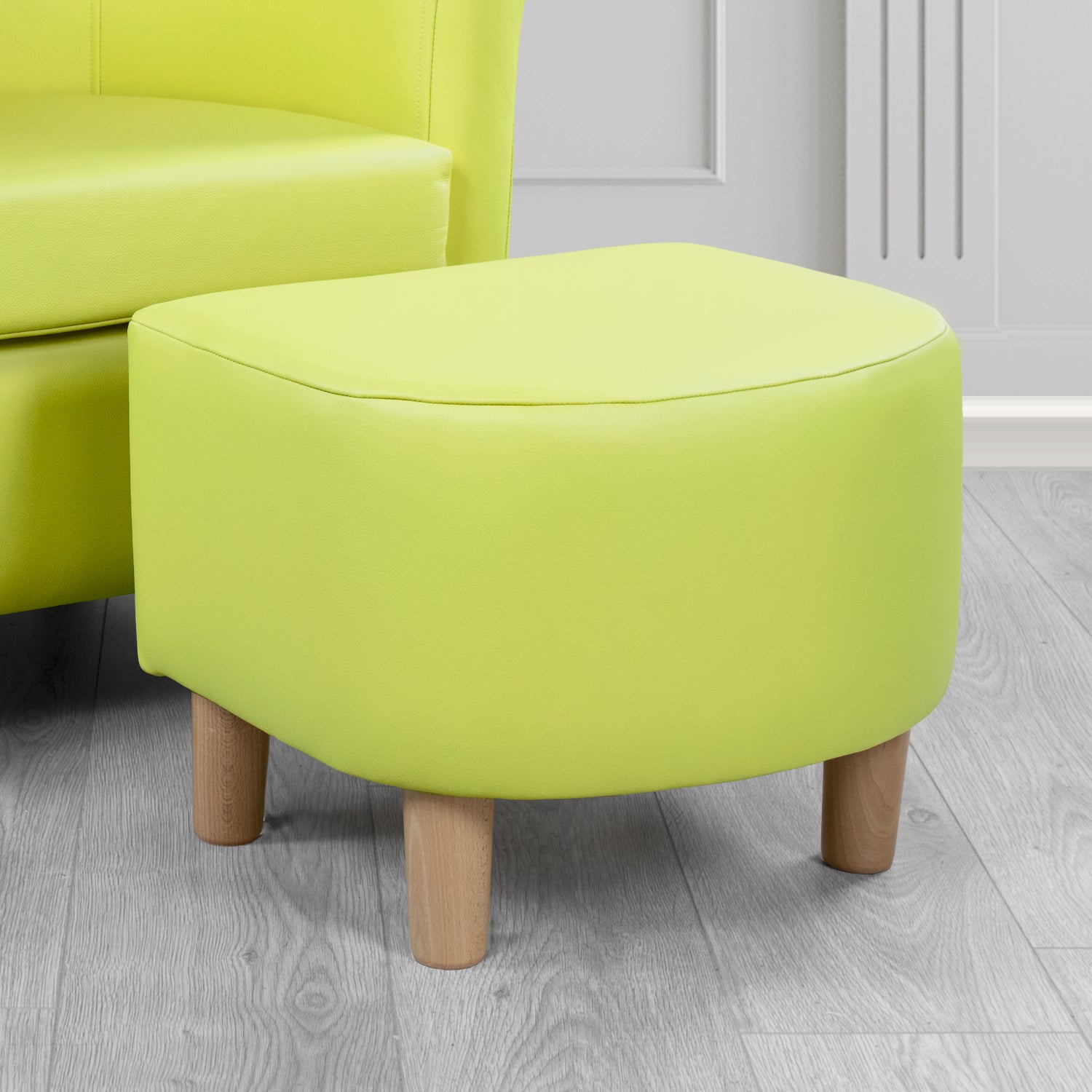 Tuscany Footstool in Crest Leather Shelly Crib 5 Genuine Leather