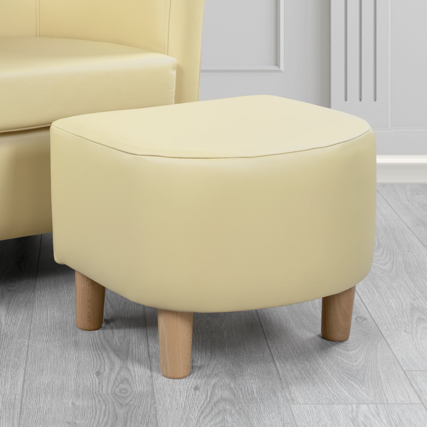 Tuscany Footstool in Crest Leather Shelly Crib 5 Genuine Leather