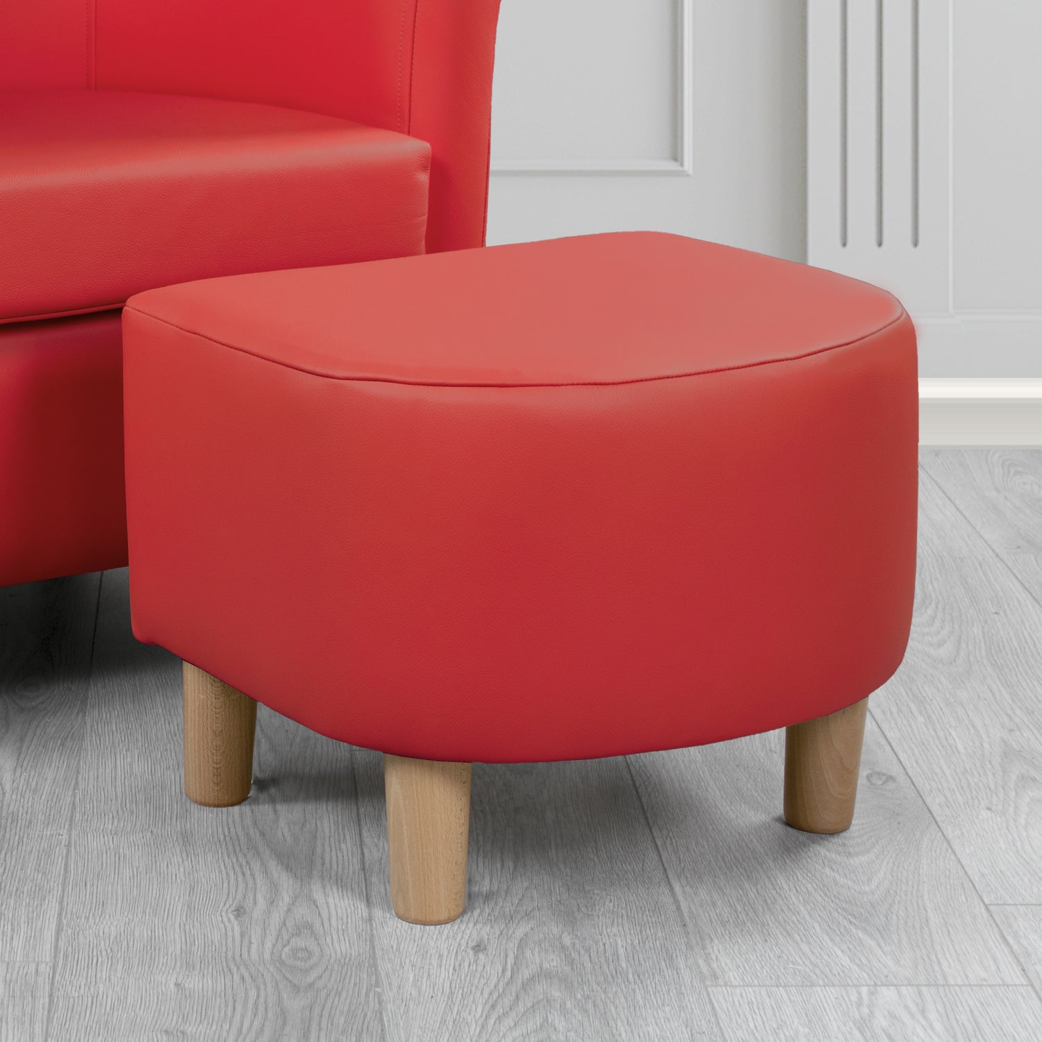 Tuscany Footstool in Crest Leather Shelly Crib 5 Genuine Leather
