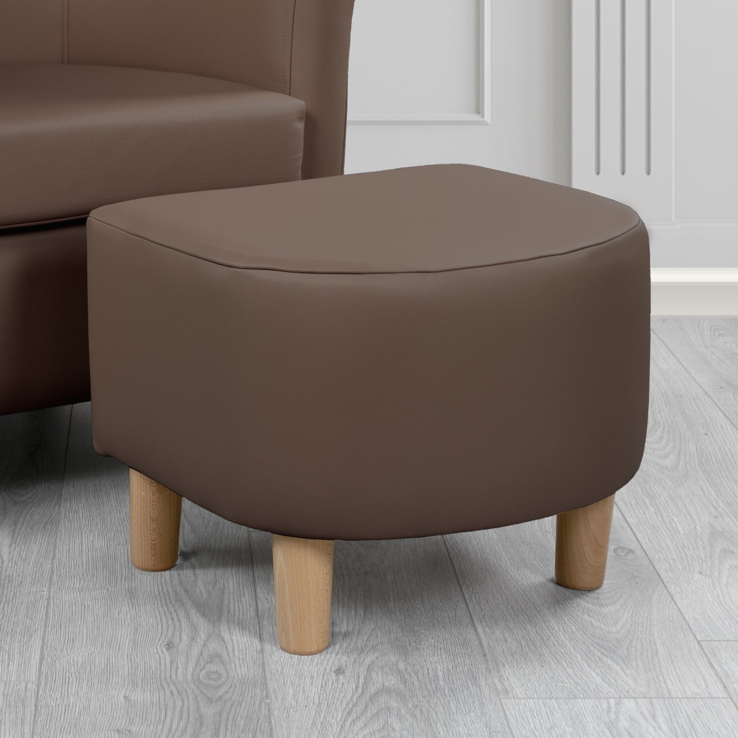 Tuscany Footstool in Crest Leather Shelly Crib 5 Genuine Leather