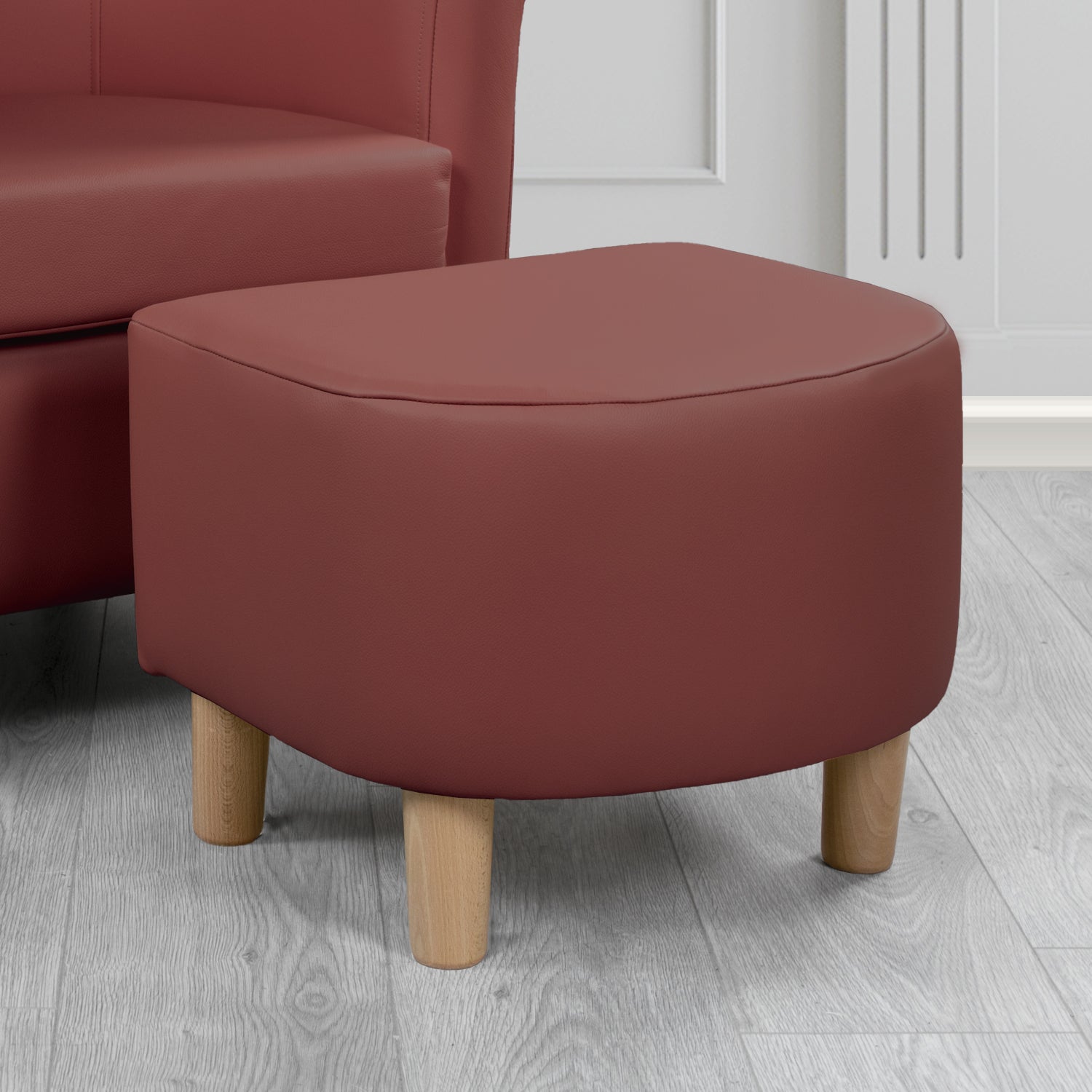 Tuscany Footstool in Crest Leather Shelly Crib 5 Genuine Leather