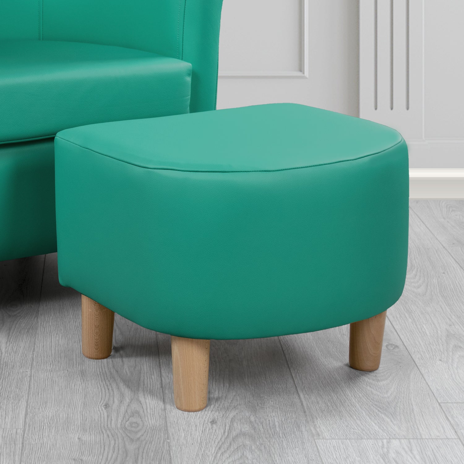 Tuscany Footstool in Crest Leather Shelly Crib 5 Genuine Leather