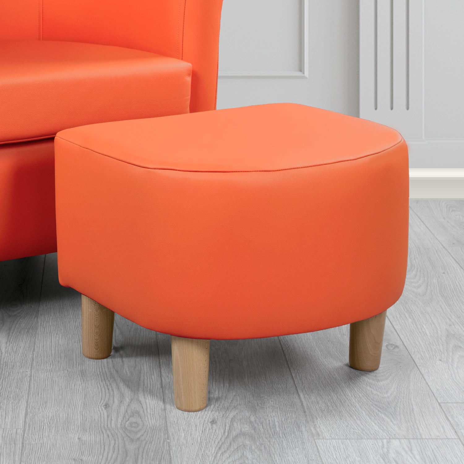 Tuscany Footstool in Crest Leather Shelly Crib 5 Genuine Leather