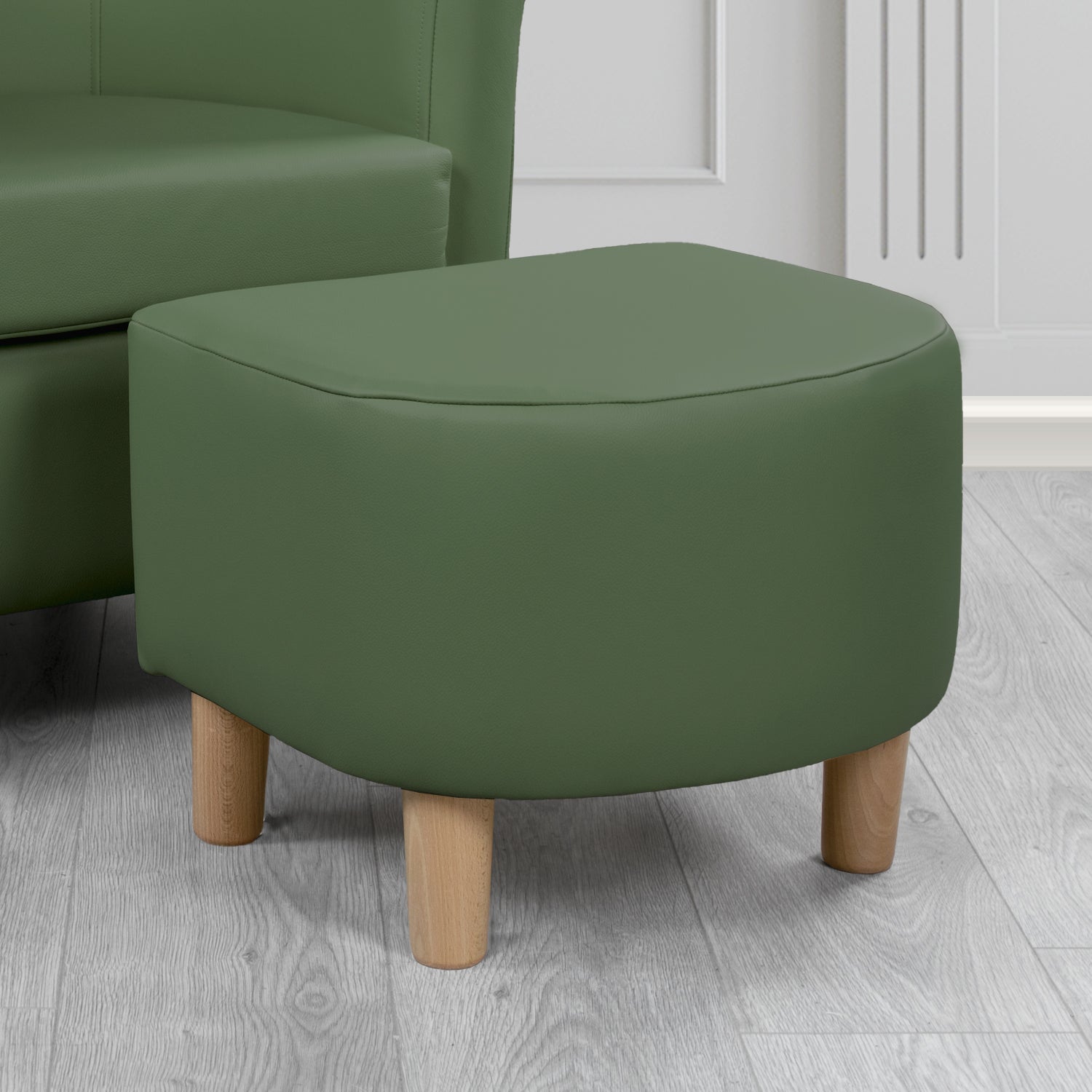 Tuscany Footstool in Crest Leather Shelly Crib 5 Genuine Leather