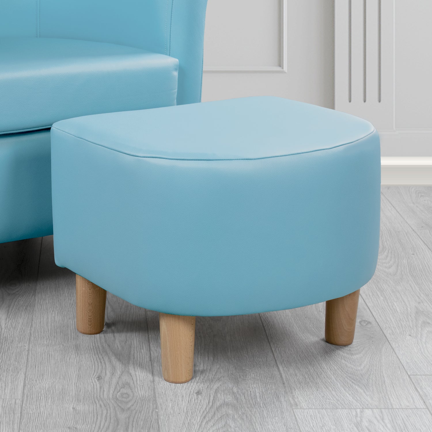 Tuscany Footstool in Crest Leather Shelly Crib 5 Genuine Leather