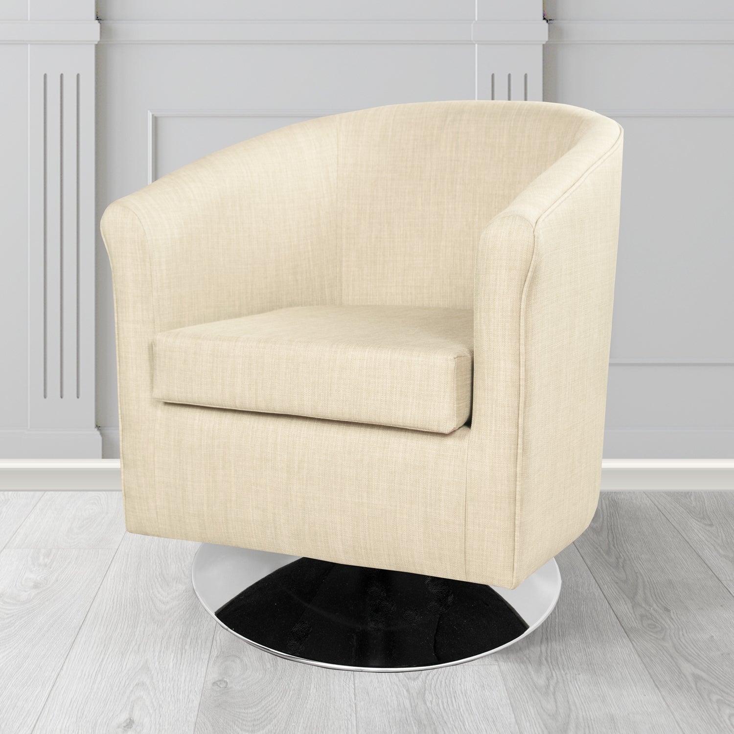 Tuscany Swivel Tub Chair in Tubz Charles Plain Linen Fabric