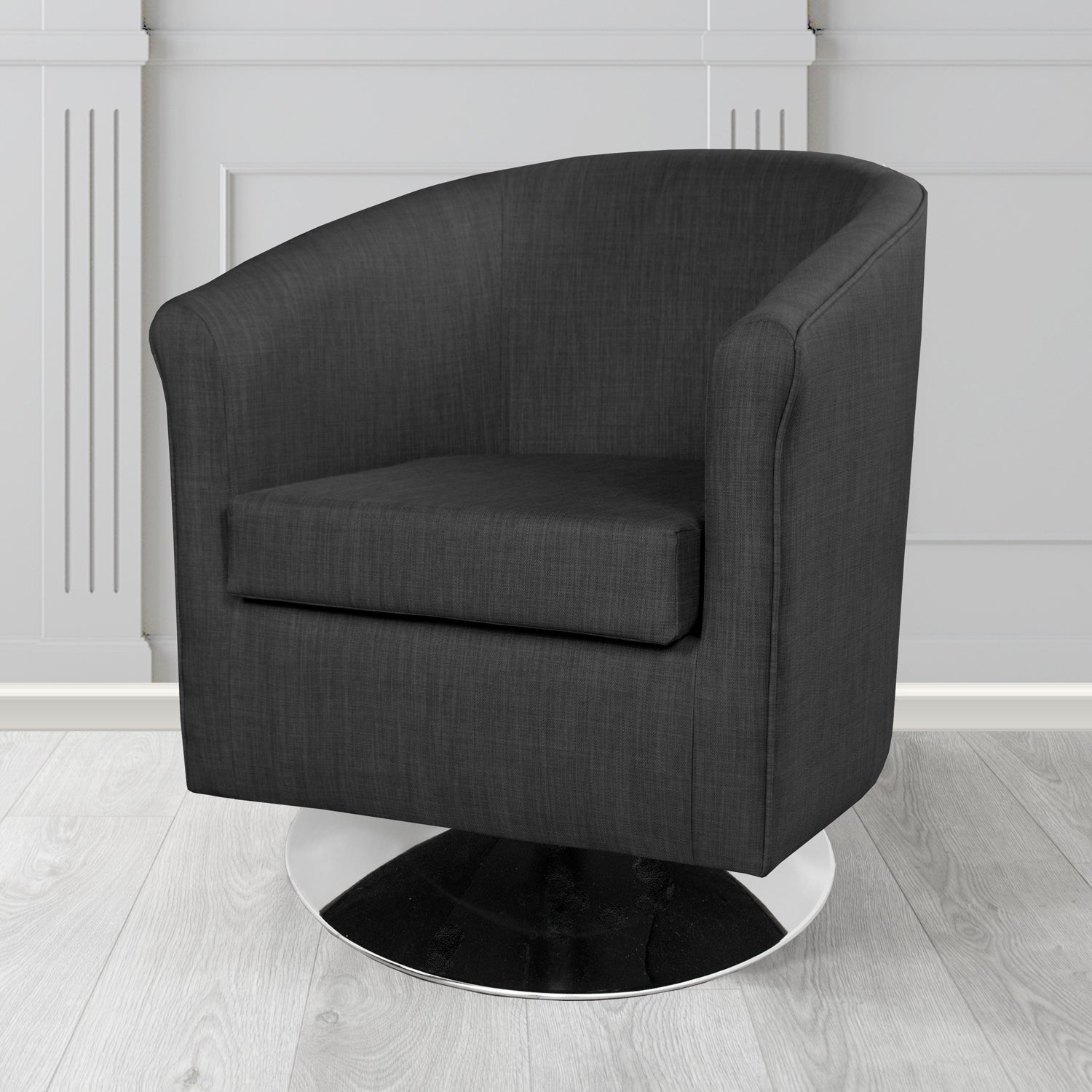 Tuscany Swivel Tub Chair in Tubz Charles Plain Linen Fabric