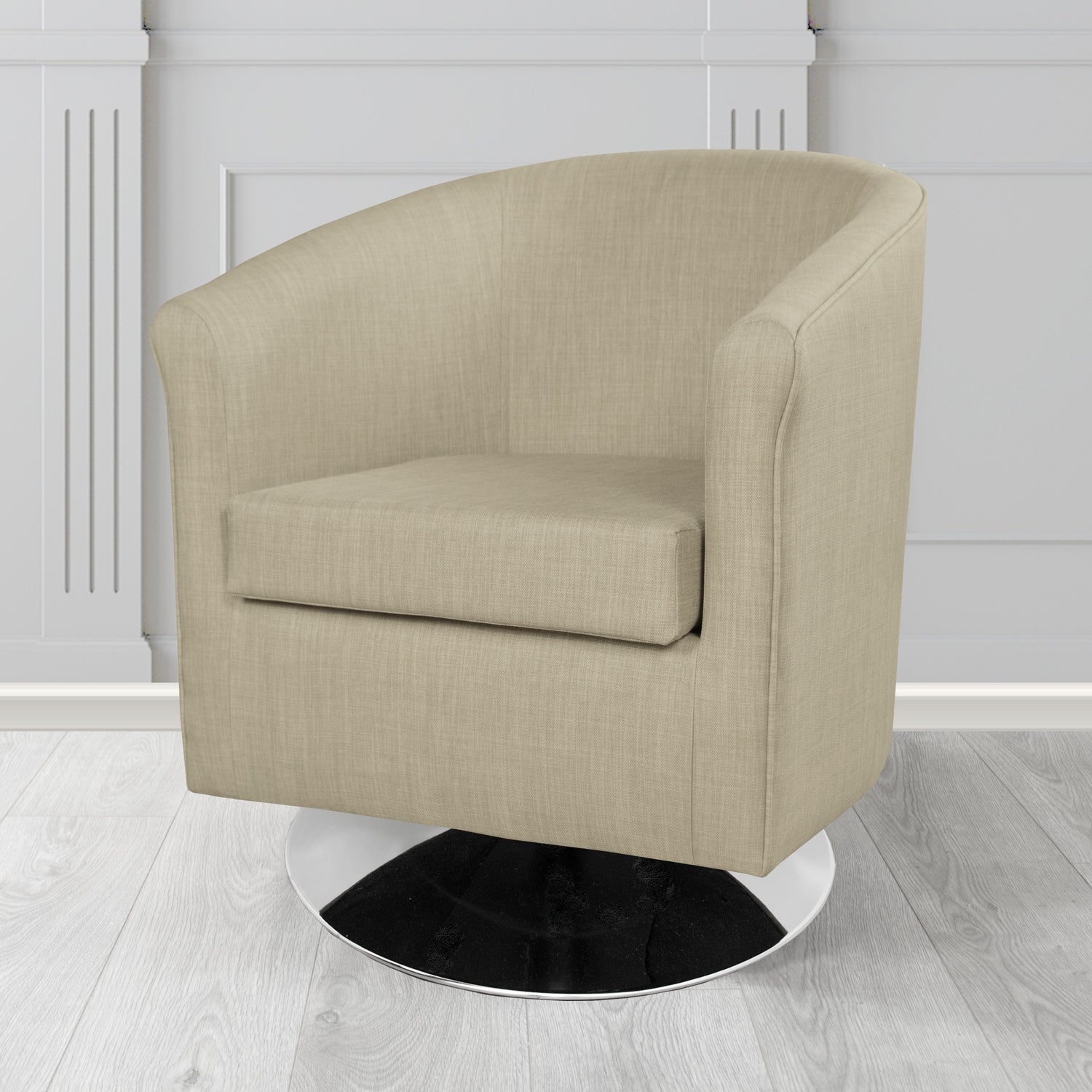 Tuscany Swivel Tub Chair in Tubz Charles Plain Linen Fabric