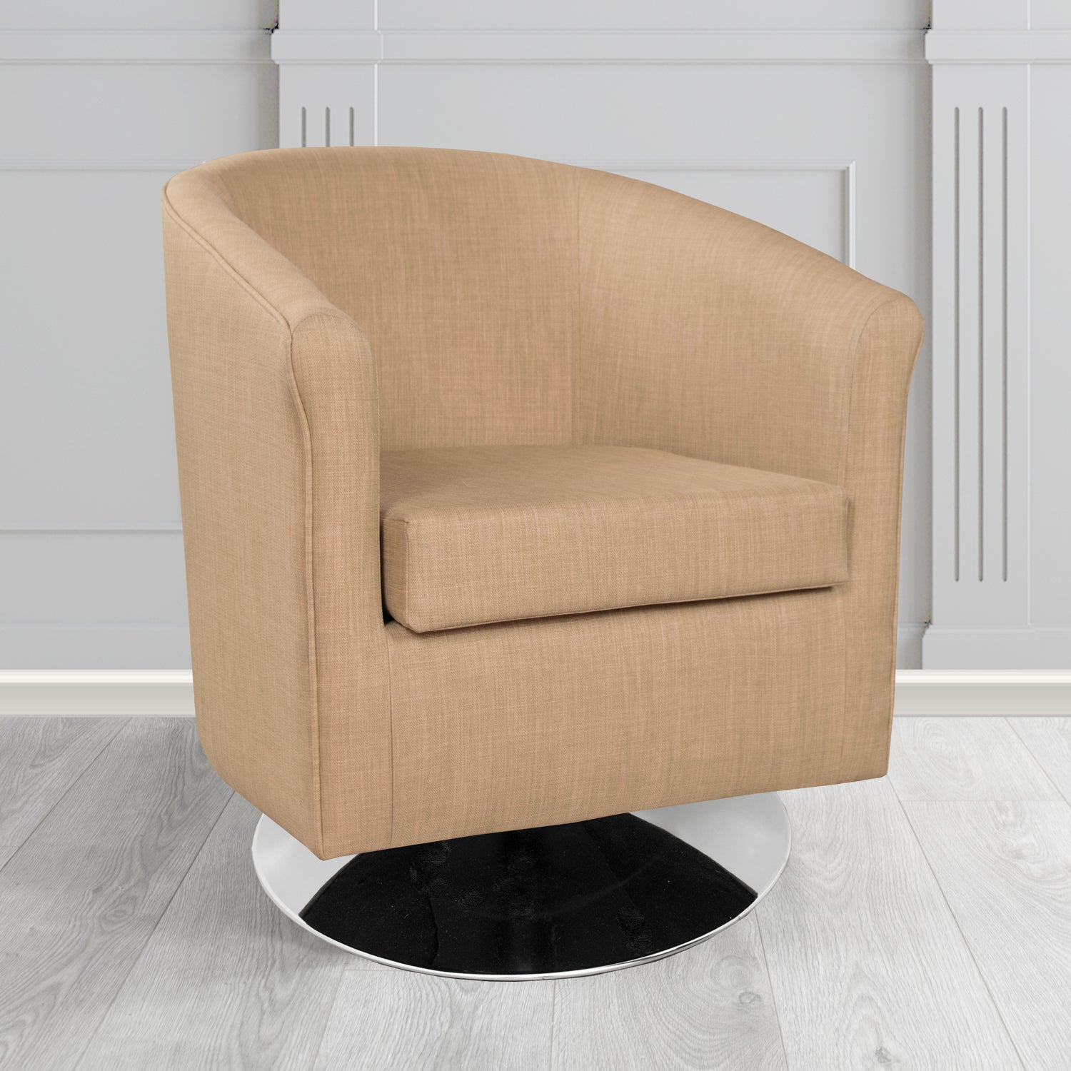 Tuscany Swivel Tub Chair in Tubz Charles Plain Linen Fabric