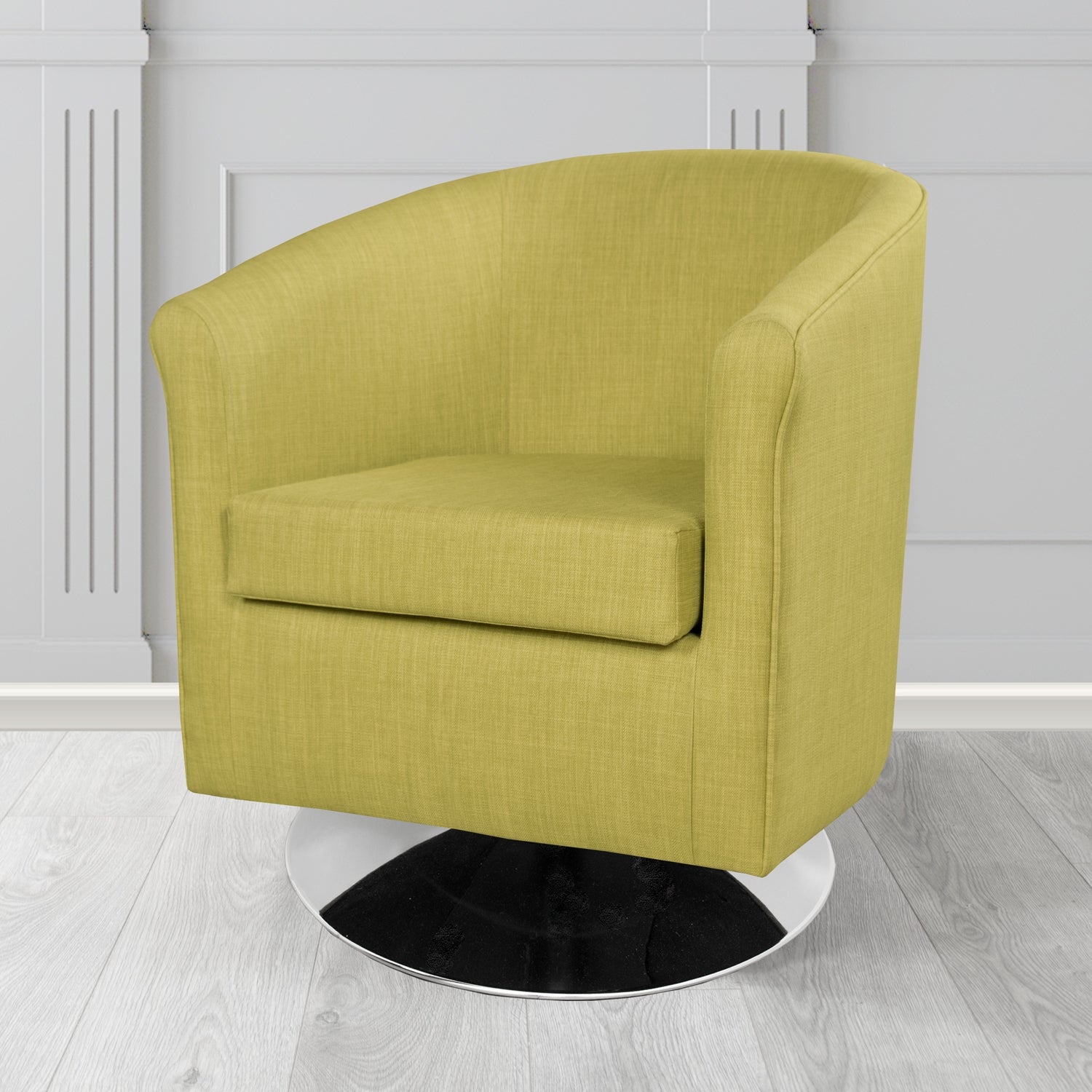 Tuscany Swivel Tub Chair in Tubz Charles Plain Linen Fabric