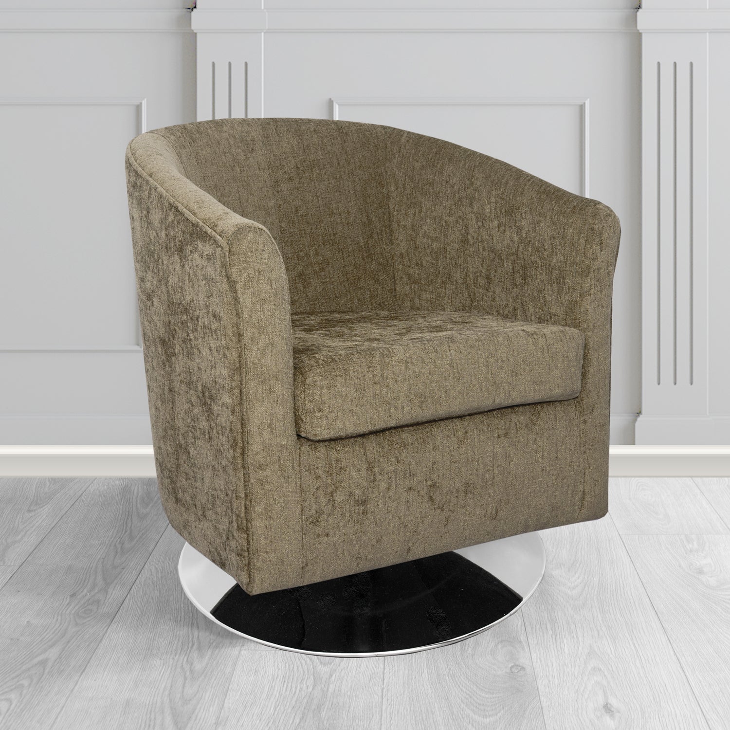 Tuscany Swivel Tub Chair in Como Crib 5 Plain Chenille Fabric