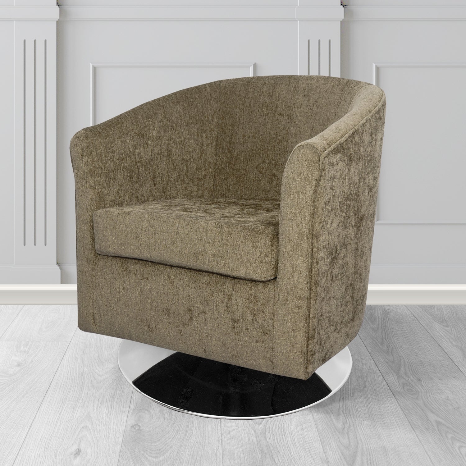 Tuscany Swivel Tub Chair in Como Crib 5 Plain Chenille Fabric
