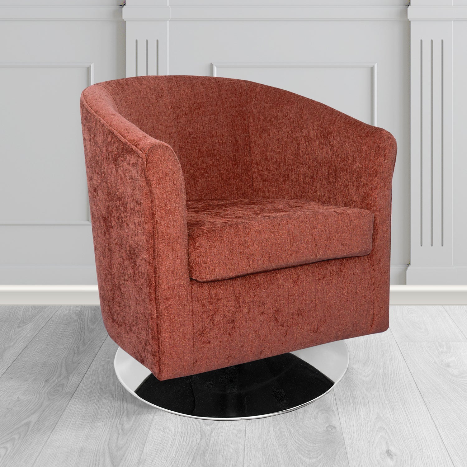 Tuscany Swivel Tub Chair in Como Crib 5 Plain Chenille Fabric