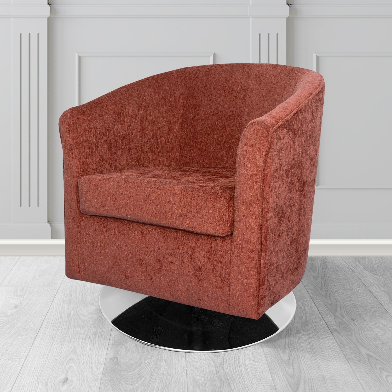 Tuscany Swivel Tub Chair in Como Crib 5 Plain Chenille Fabric