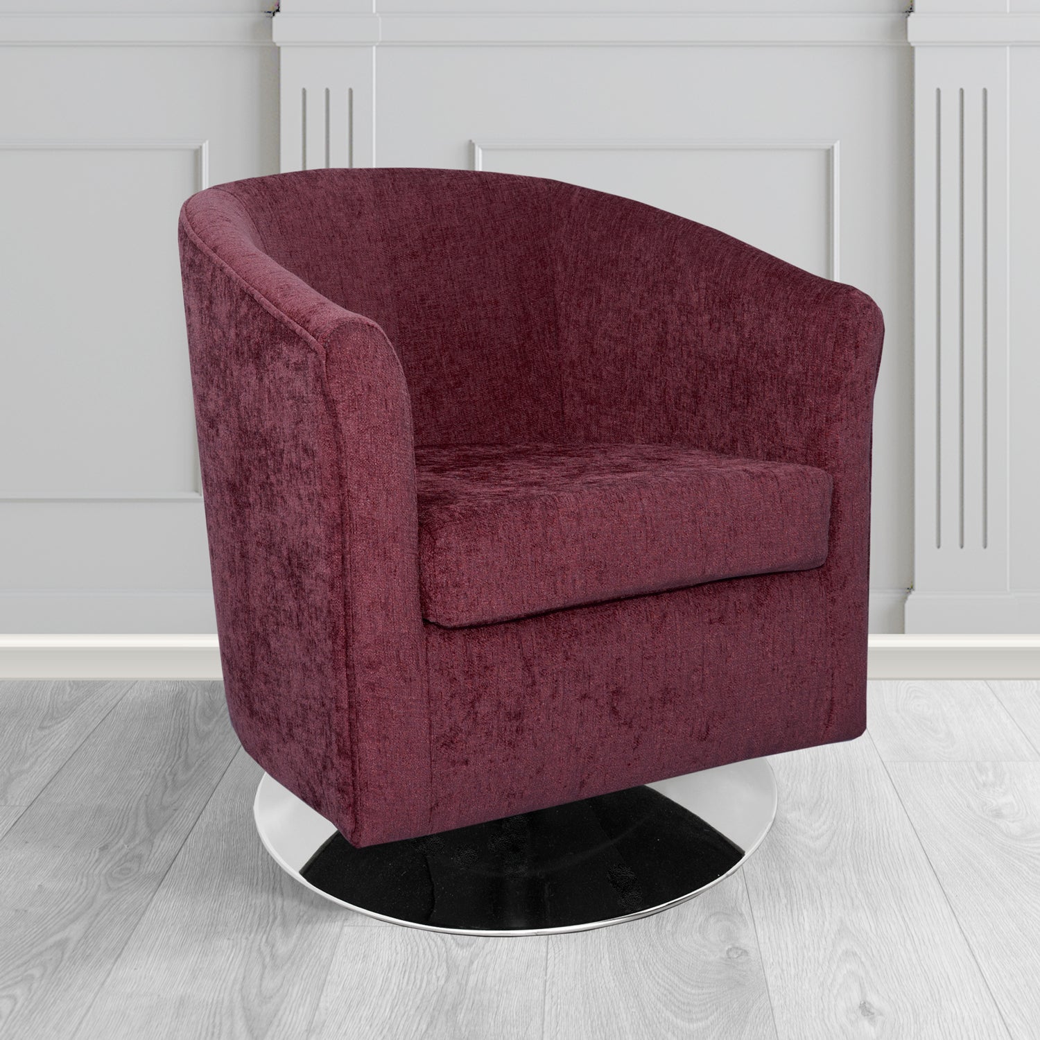Tuscany Swivel Tub Chair in Como Crib 5 Plain Chenille Fabric