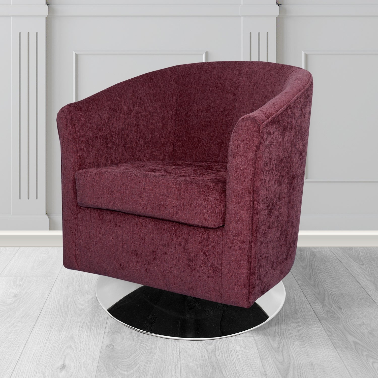 Tuscany Swivel Tub Chair in Como Crib 5 Plain Chenille Fabric
